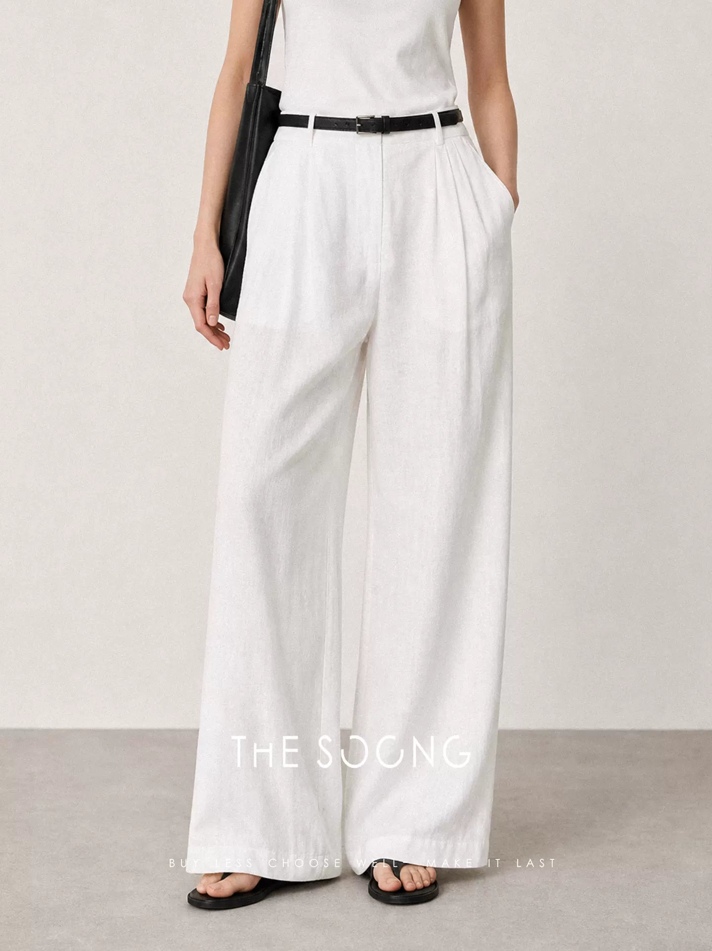 THESOONG/Lazy Wrinkle Summer 100% Linen Washed Soft Breathable Textured Wide-Leg Pants for Women 9122