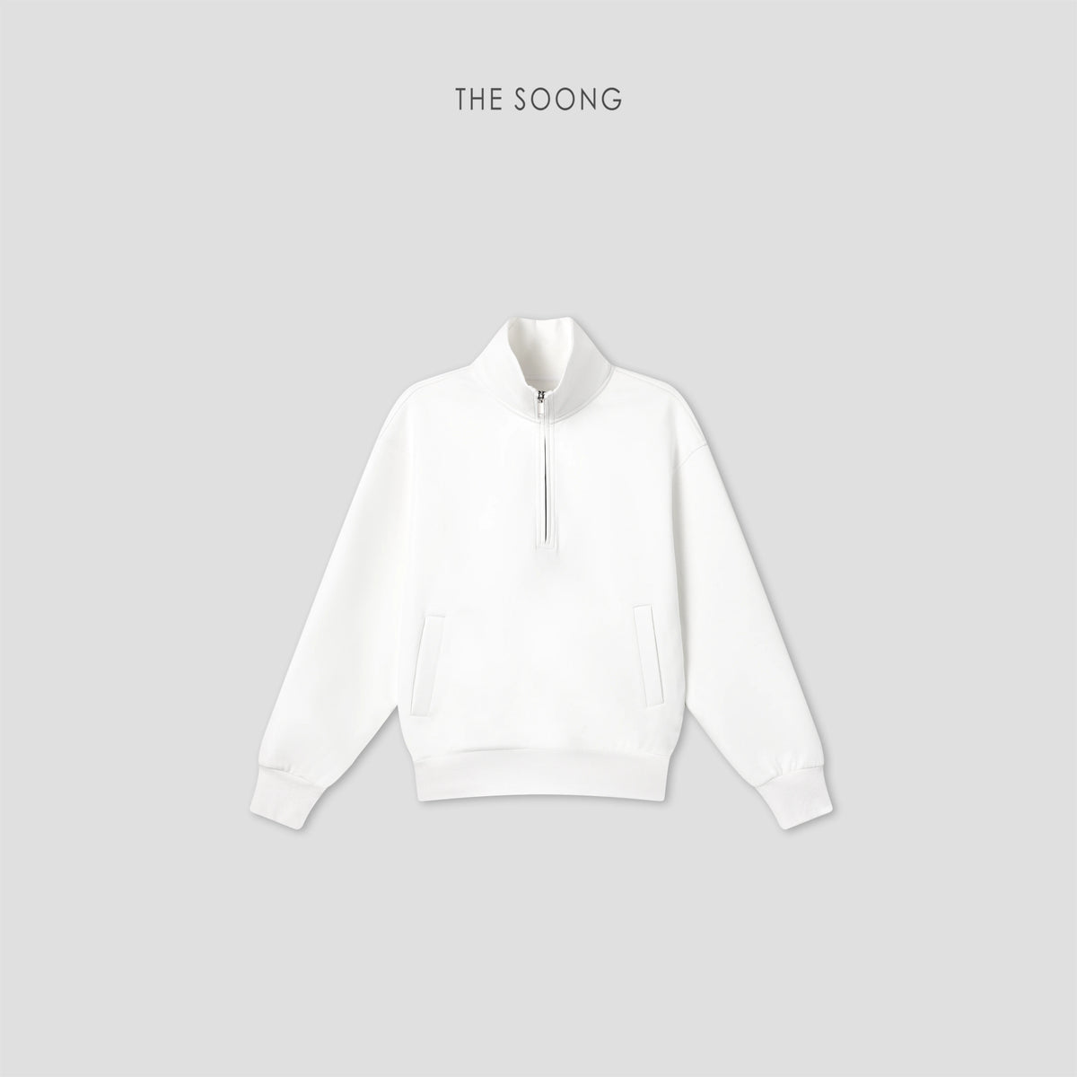 THESOONG/Quiet Luxurious Cloud Feel Cotton Blend High-Elastic Structured Half-Zip Stand Collar Sweatshirt 9387