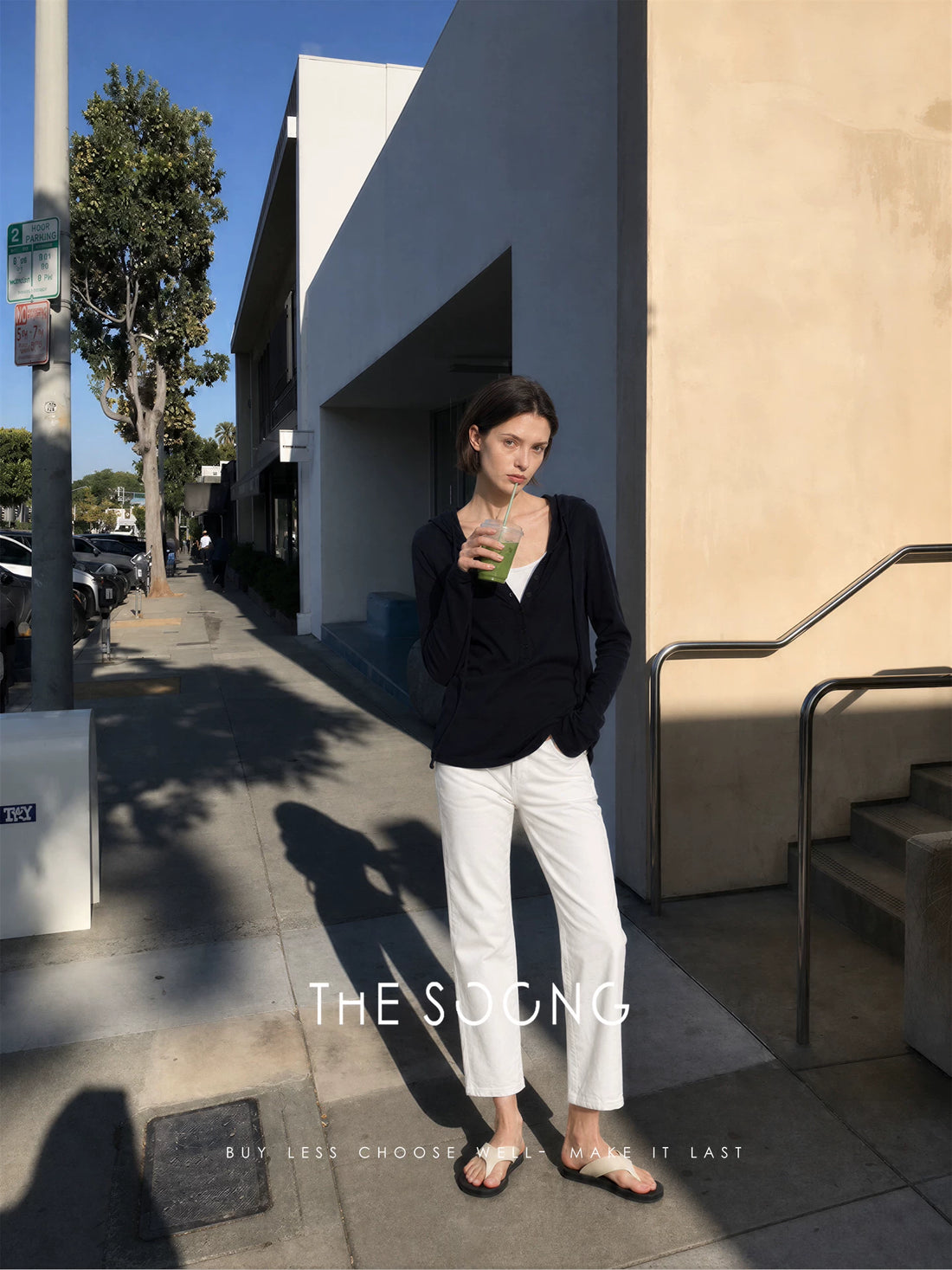THESOONG/防黄白色牛仔裤女直筒九分裤透气中弹显瘦小白裤6364