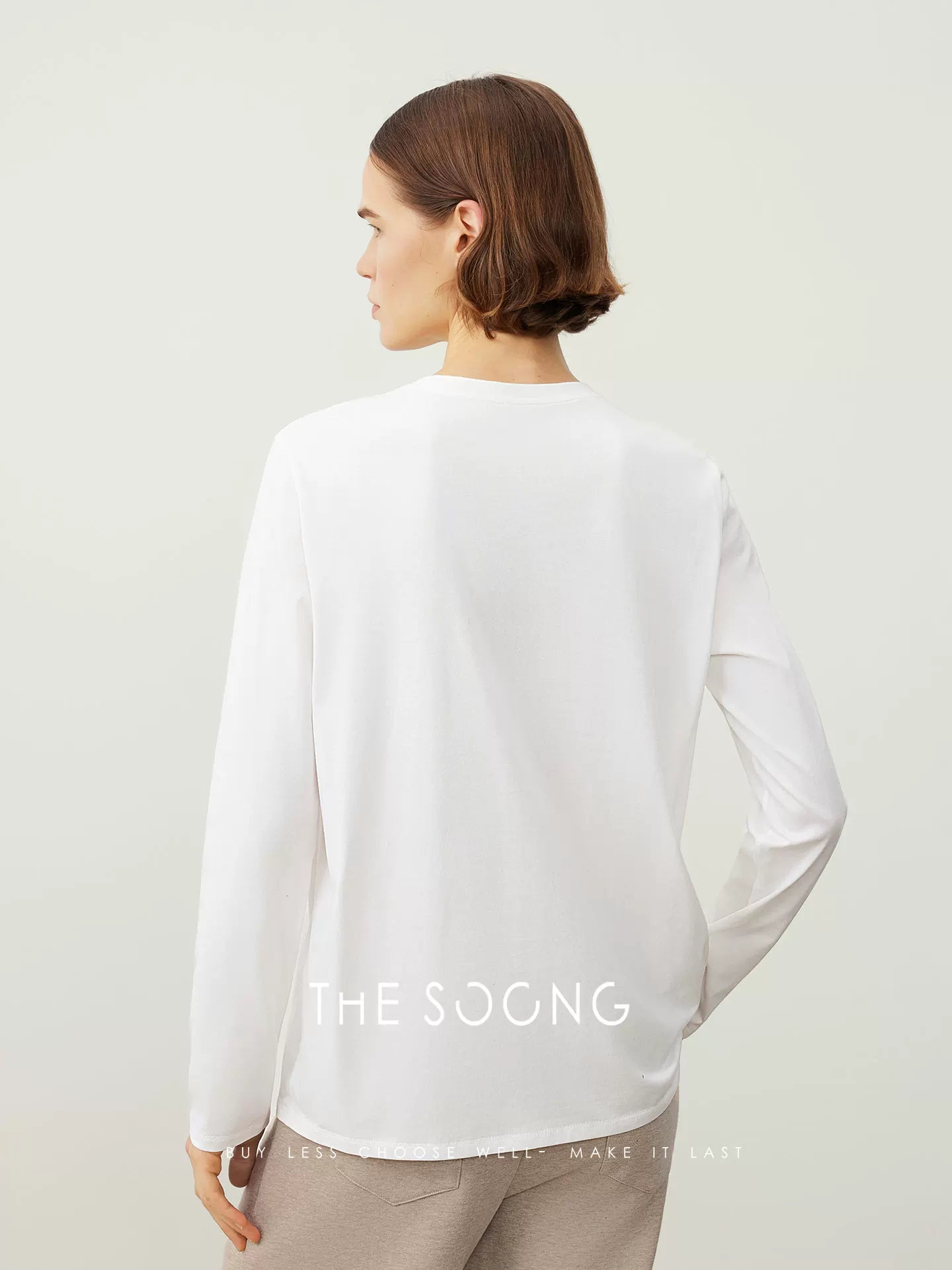 THESOONG / Paris T-Shirt High-End Custom High-Density Cotton Skin-Friendly White Long Sleeve Base Shirt for Women 7592