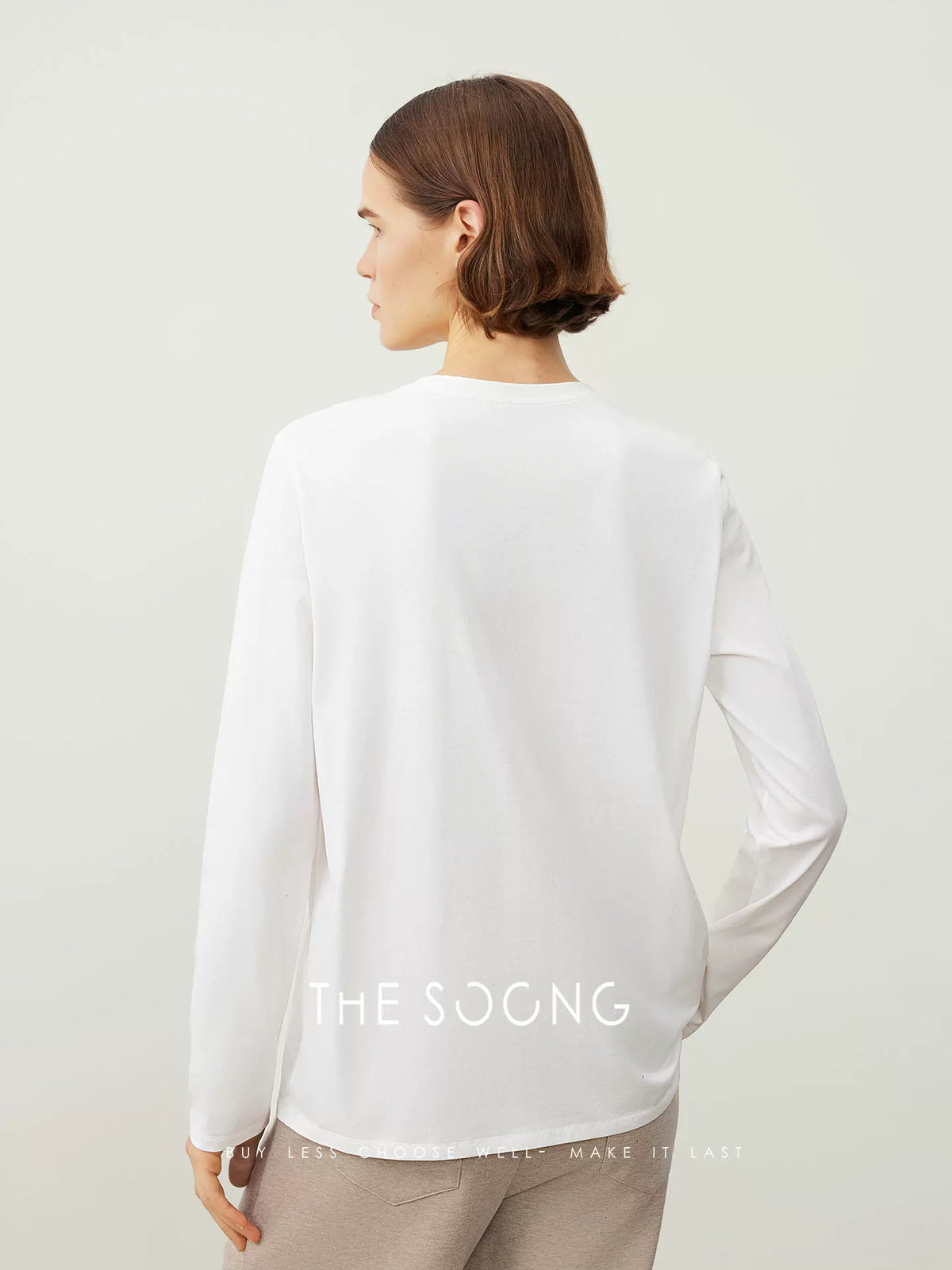 THESOONG / Paris T-Shirt High-End Custom High-Density Cotton Skin-Friendly White Long Sleeve Base Shirt for Women 7592