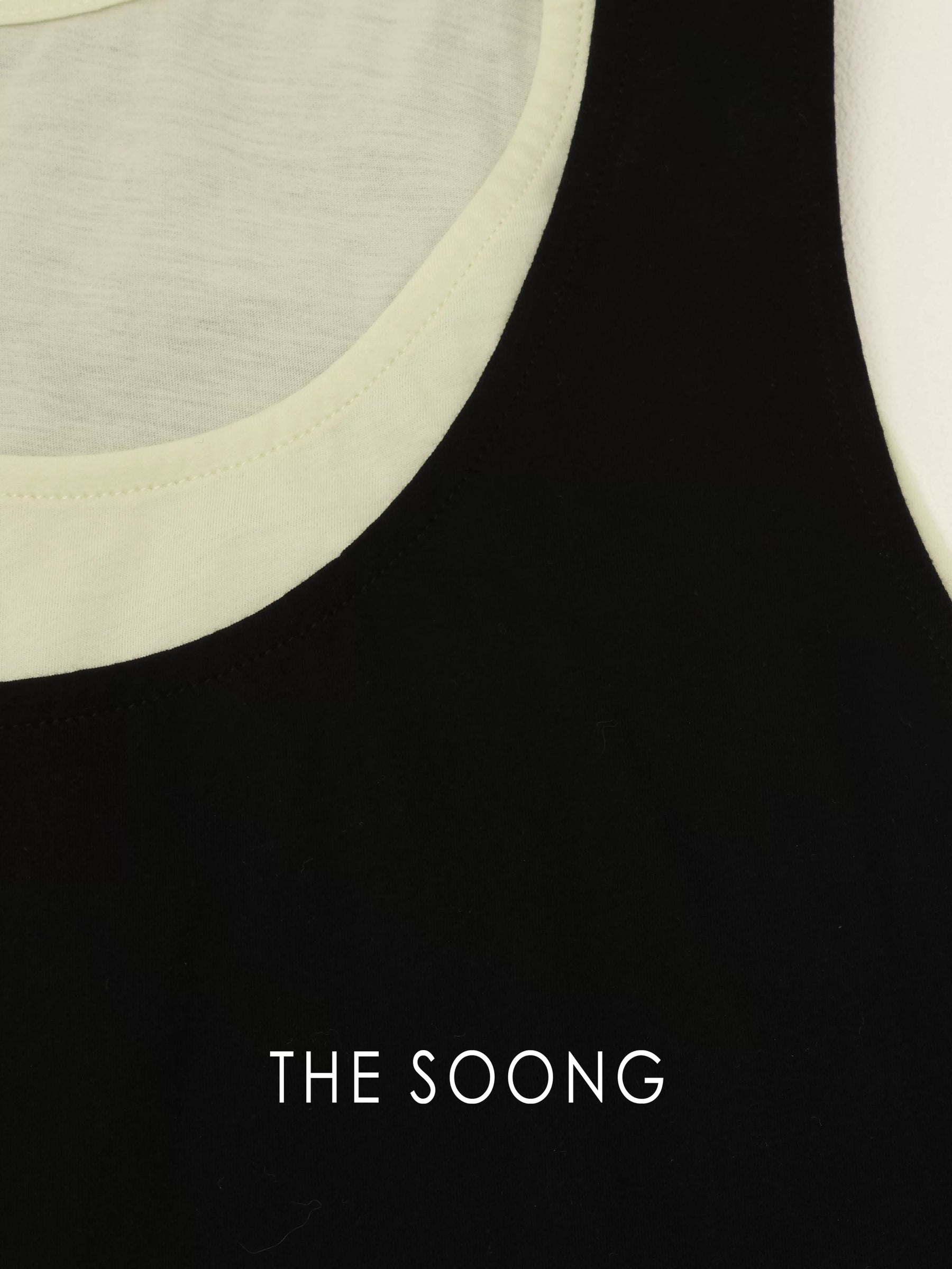 THESOONG/Layering Aesthetic 100% Pima Cotton Stiff Contrast True Two-Piece Sleeveless Vest Top for Women 8344