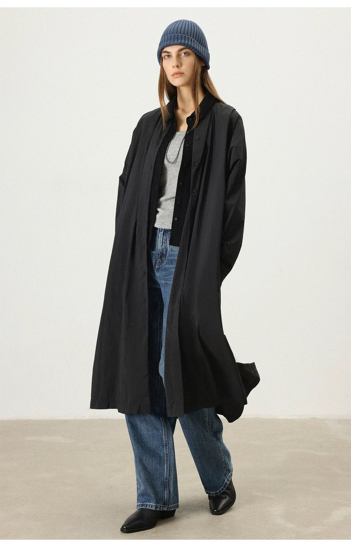 THESOONG/Zhang Chi You Du Classic relaxed line stand collar long trench coat for women 7422