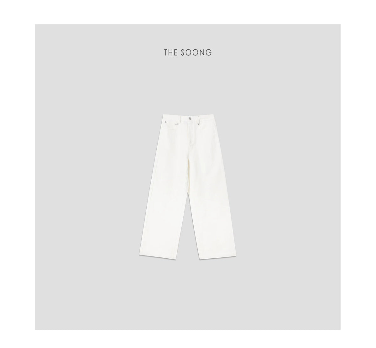 THESOONG/“Fresh White Tone” mid-rise versatile leg-lengthening loose straight-leg jeans 8478