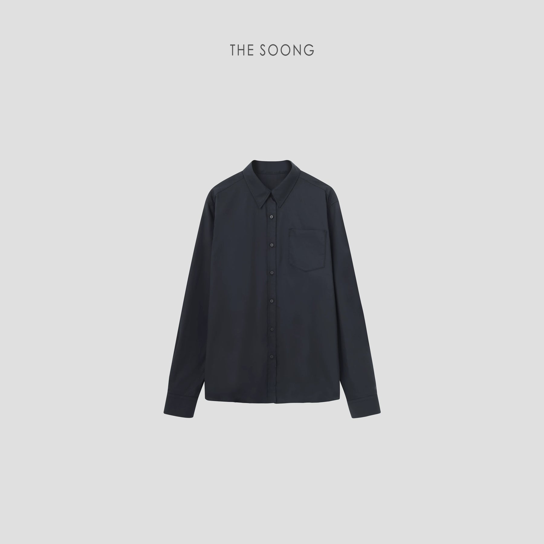 THESOONG/Minimalist Black and White Long Sleeve Shirt for Women 60S Cotton Soft Washed Collared Casual Top 7566