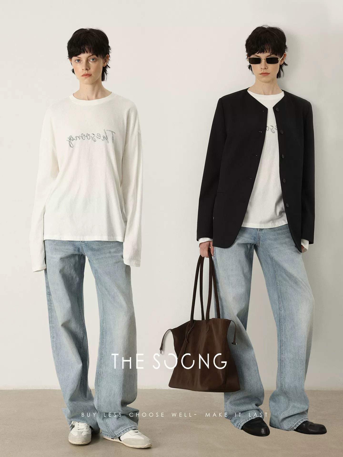 THESOONG/Reversible Autumn Long-Sleeve T-Shirt for Women Slightly Transparent Lettering Top Versatile Base Shirt HBTX7343
