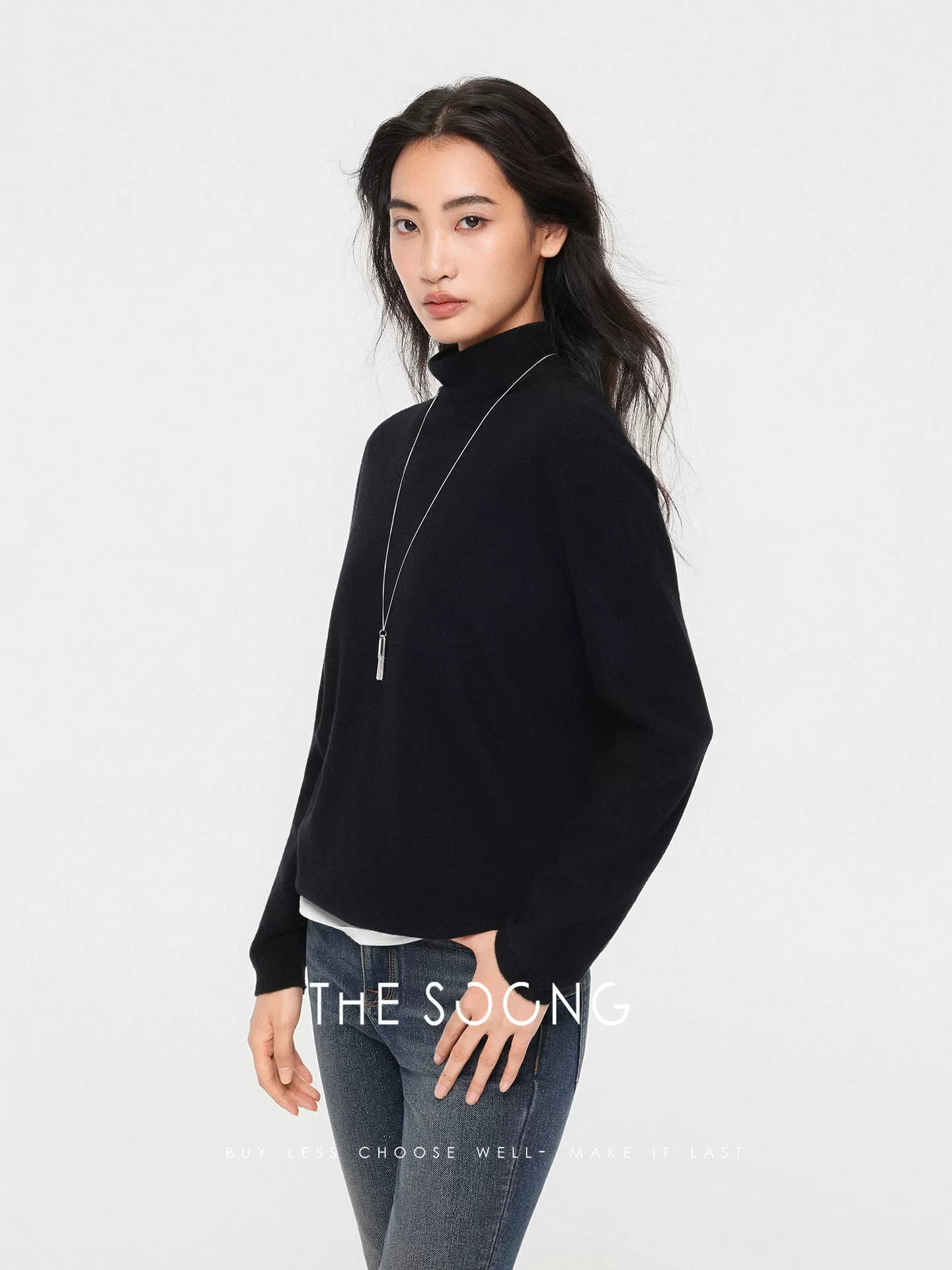 THESOONG/Skin-Like Softness High-Density Cashmere Wool Skin-Friendly Nude Feeling Half Turtleneck Sweater 8079