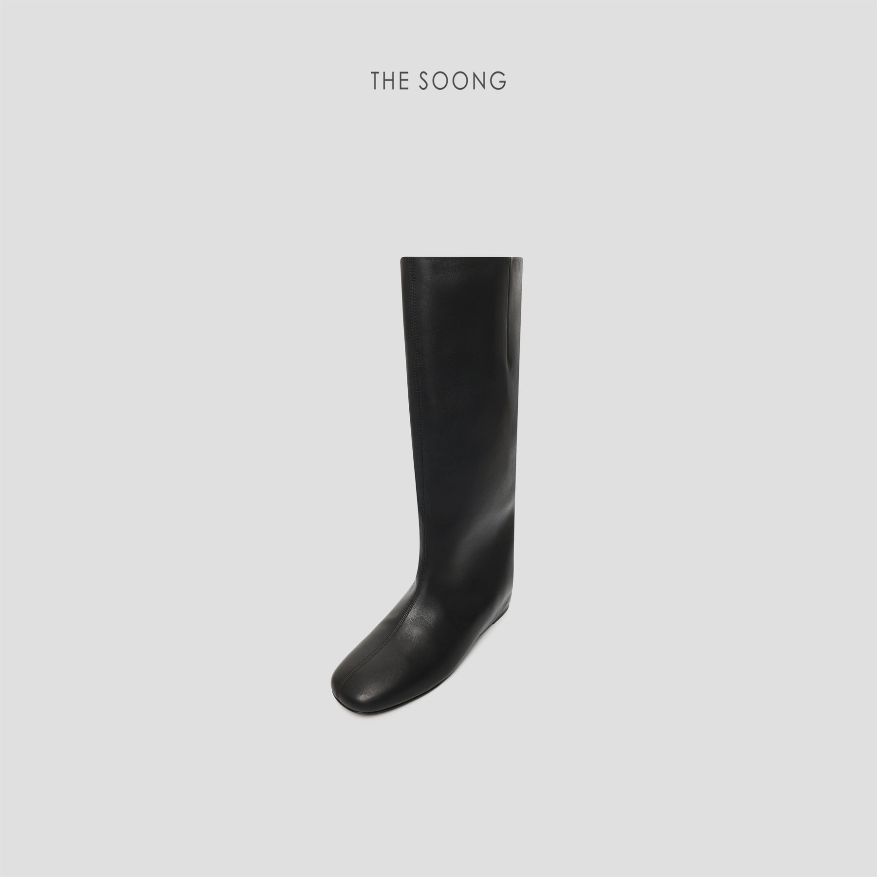 THESOONG / Modern Riding Boots Top-Grain Leather Smooth Texture Versatile Leather Sole Mid-Calf Boots for Women 8170