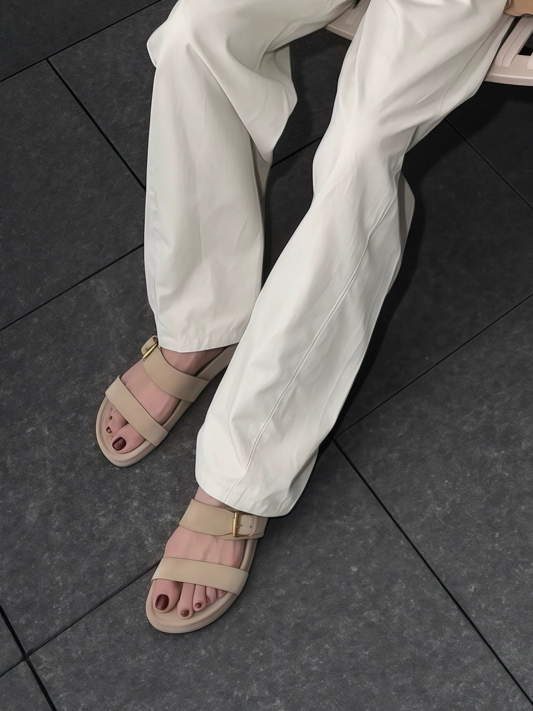 THESOONG/Wilderness relaxed suede nubuck leather outdoor sandals cork flat shoes summer 9292