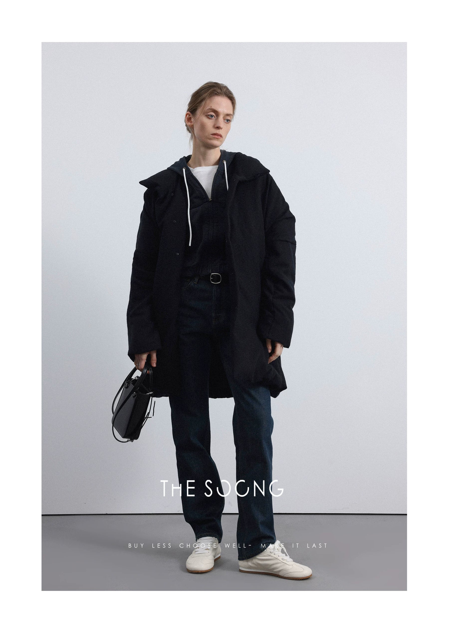 THESOONG / Relaxed Edge 95 White Goose Down Winter Black High-end Stand-collar Down Jacket 8090