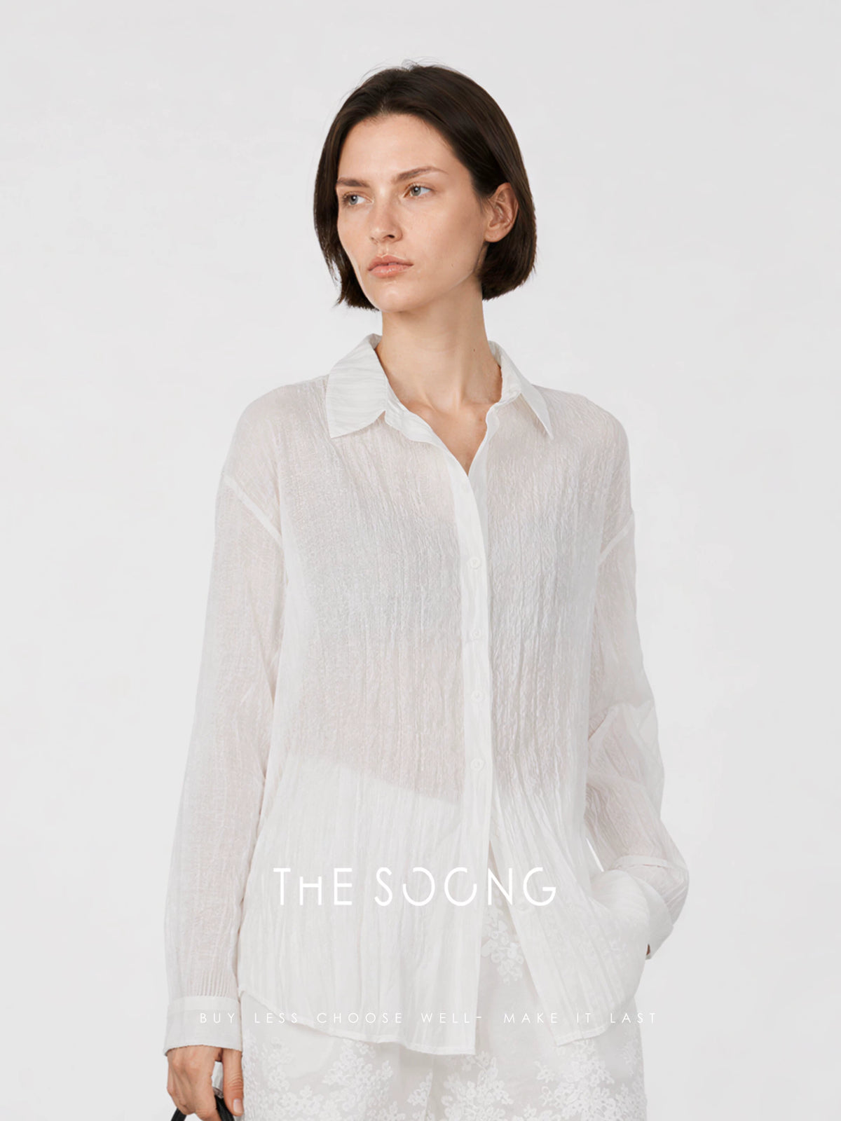 THESOONG/ Tencel Linen Summer Thin Design Wrinkle Texture Loose Cool-fit Women's Shirt 8728