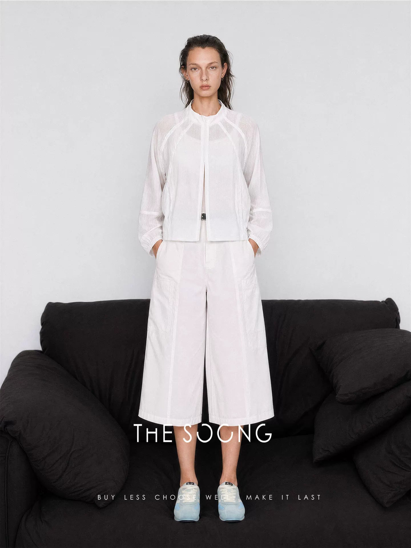 THESOONG/Clear Slimming Summer Thin Tencel Ramie Breathable Stand Collar Slim Sun-Protective Jacket for Women 9125