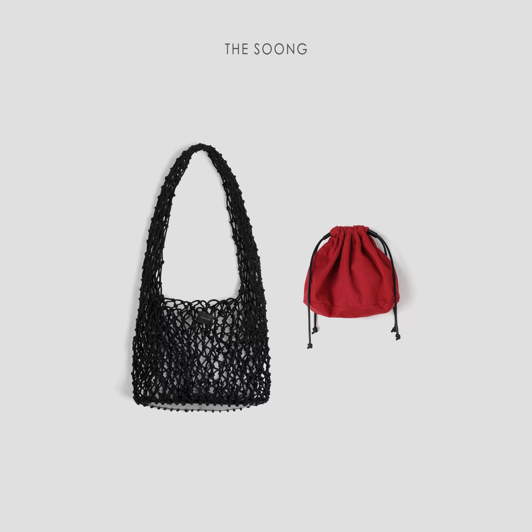 THESOONG/Basket Pure Handmade Top-Grain Cowhide Knotted Woven Hollow Single Compartment Net Bag 6807
