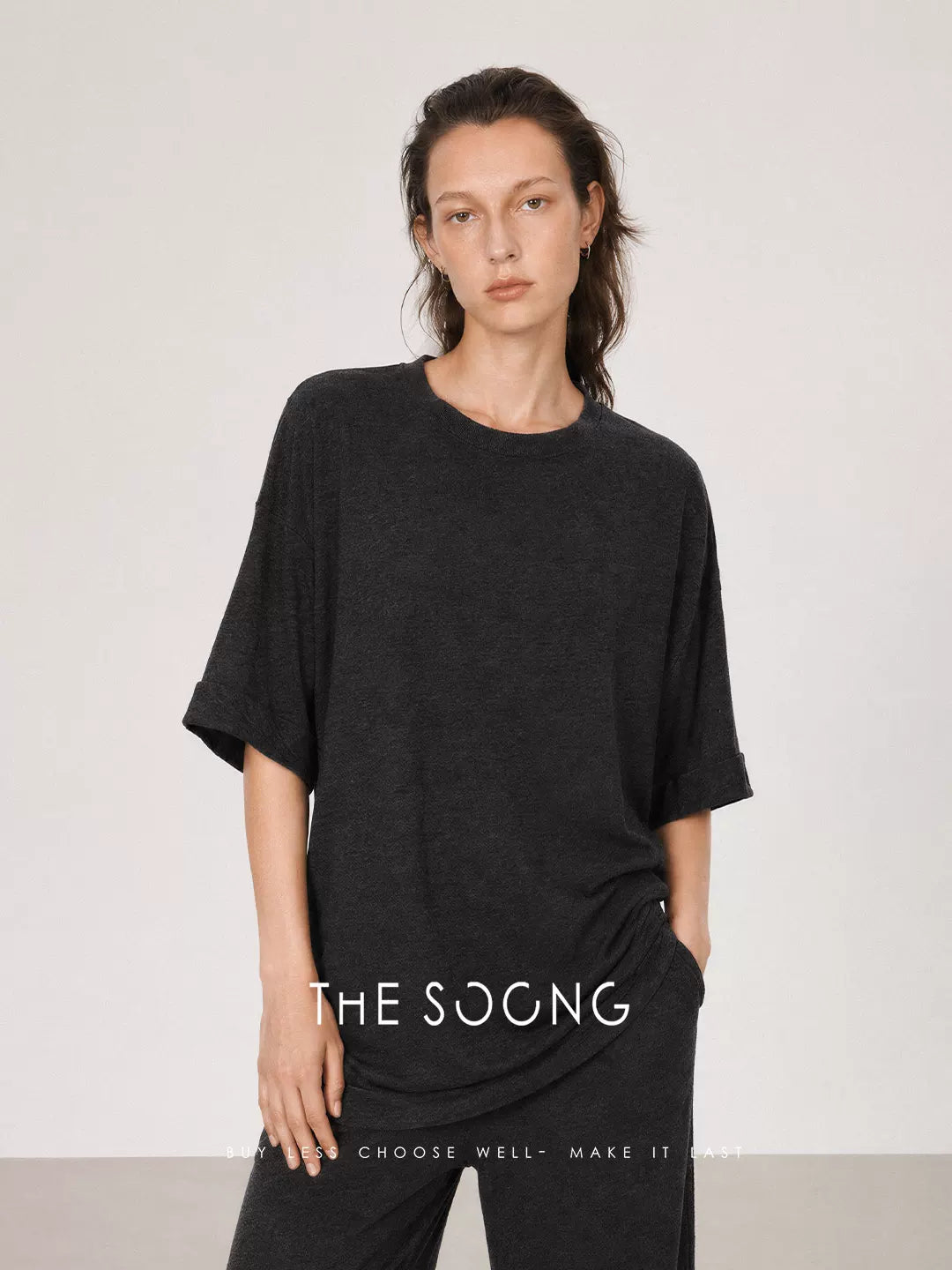THESOONG/Knit Set Flower Yarn Cotton Blend Comfortable Skin-friendly Women's Short Sleeve Eight-point Pants Casual Set Summer