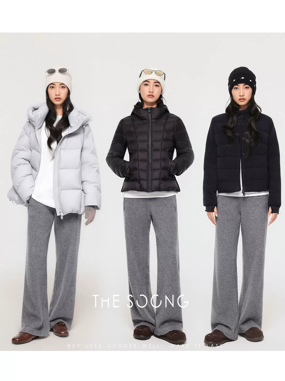 THESOONG/Warm pants Australian wool fleece gray sweatpants women's high-elastic waistband drape casual pants