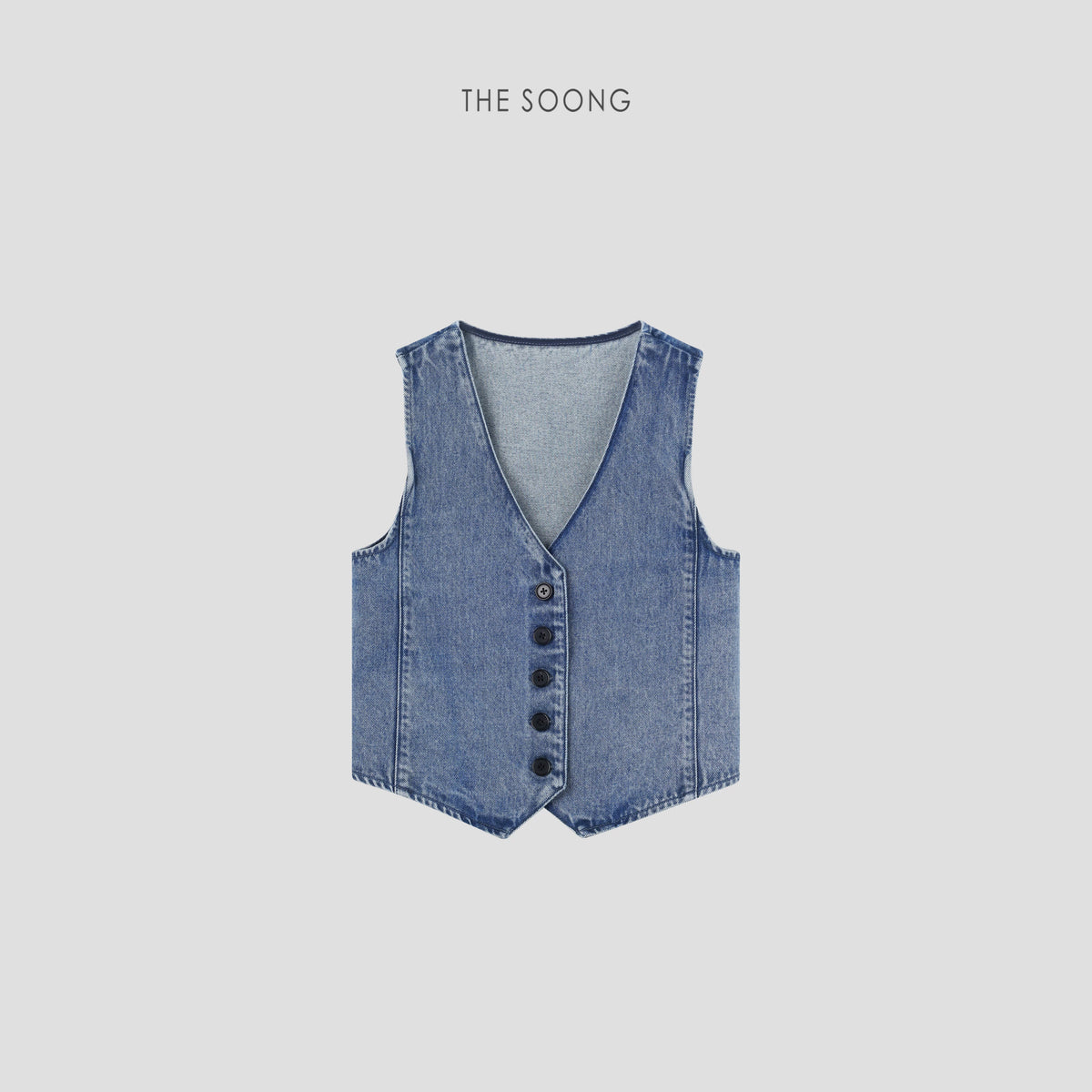 THESOONG/Denim Vest Lyocell Brushed Vintage Lightweight Vest 6976