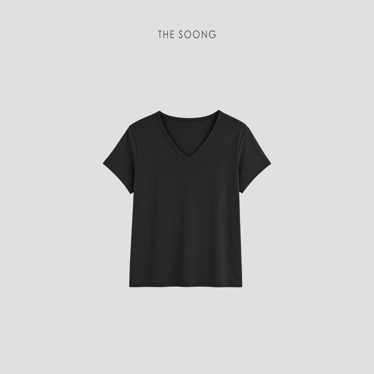 THESOONG/ Summer 100% pure cotton V-neck soft breathable fitted short-sleeve T-shirt 9205