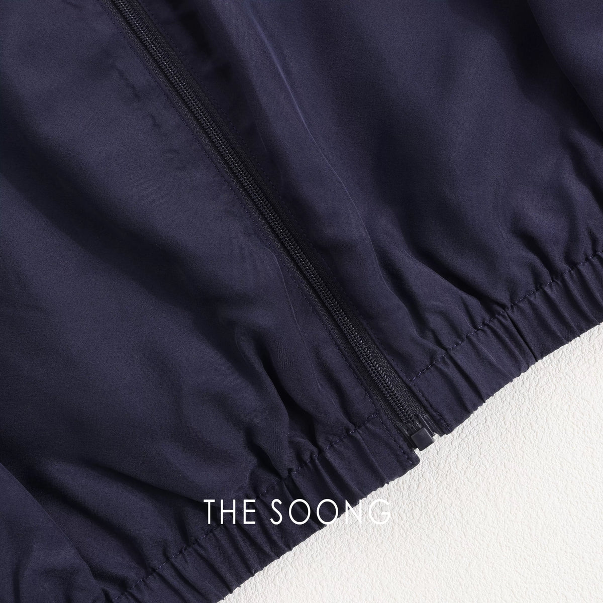 THESOONG/ Velvet texture mulberry silk sandwashed matte high-neck zipper color-block striped loose jacket