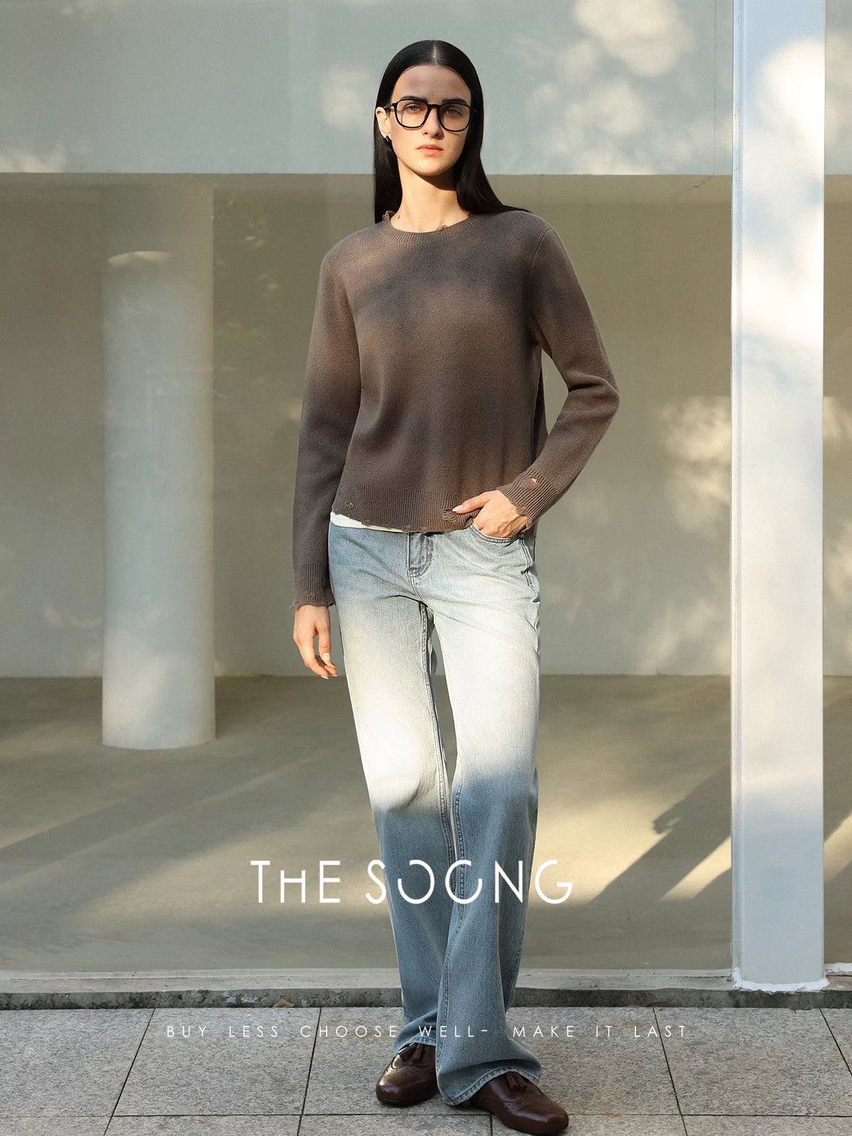 THESOONG / 350g 100% merino wool autumn-winter baseline wool sweater for women, casual round-neck sweater 7661