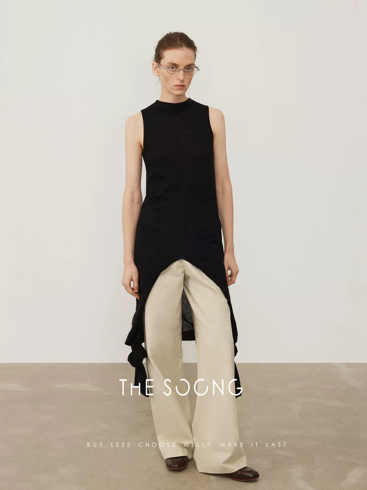 THESOONG/ Layered aesthetics Italian woven cashmere-wool one-piece fake two-piece sweater 7563