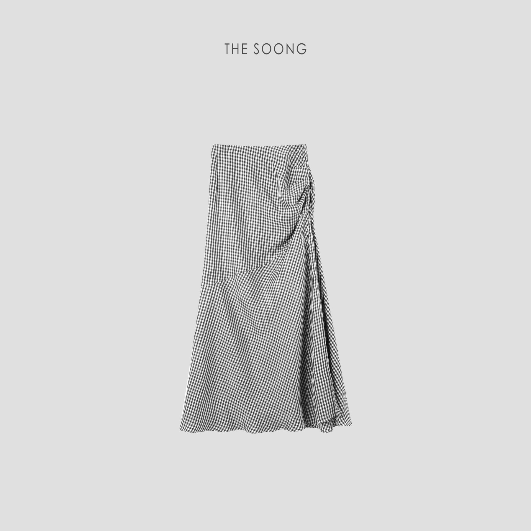 THESOONG / Plaid Skirt Copper Ammonium Fiber Cool Touch Summer High-Waist Draped Mermaid Half Skirt for Women Very Pretty