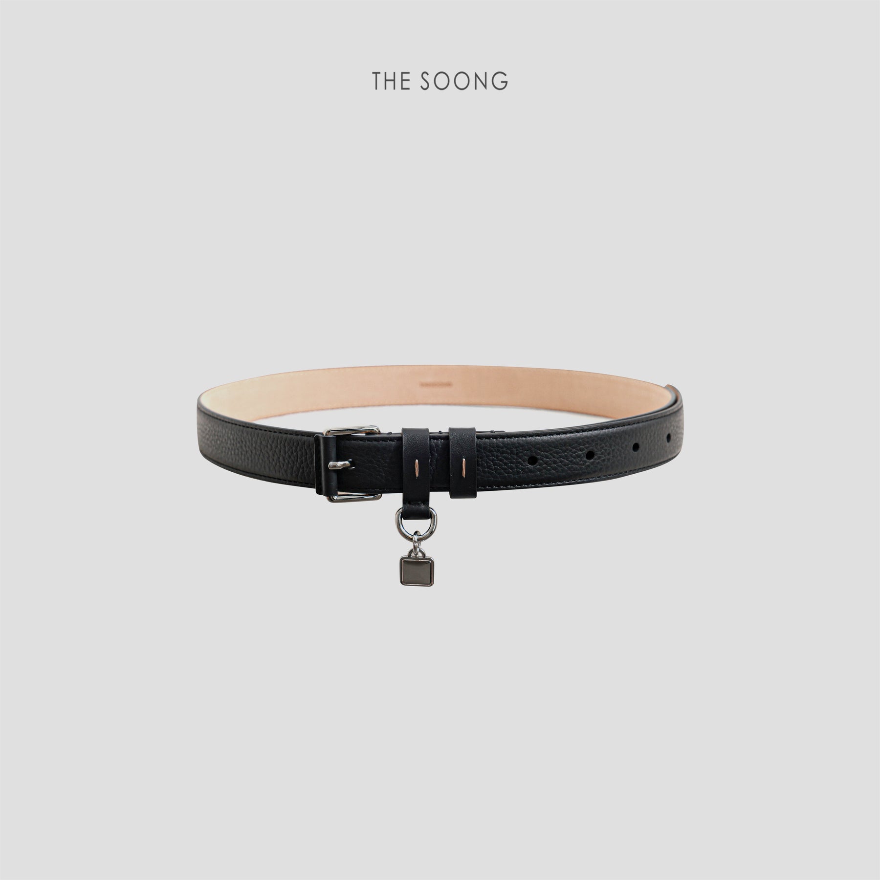 THESOONG/ "Elegant Black Tone" Calf Texture Tree Cream Cowhide Double-Layer Structure Commuter Belt 9303