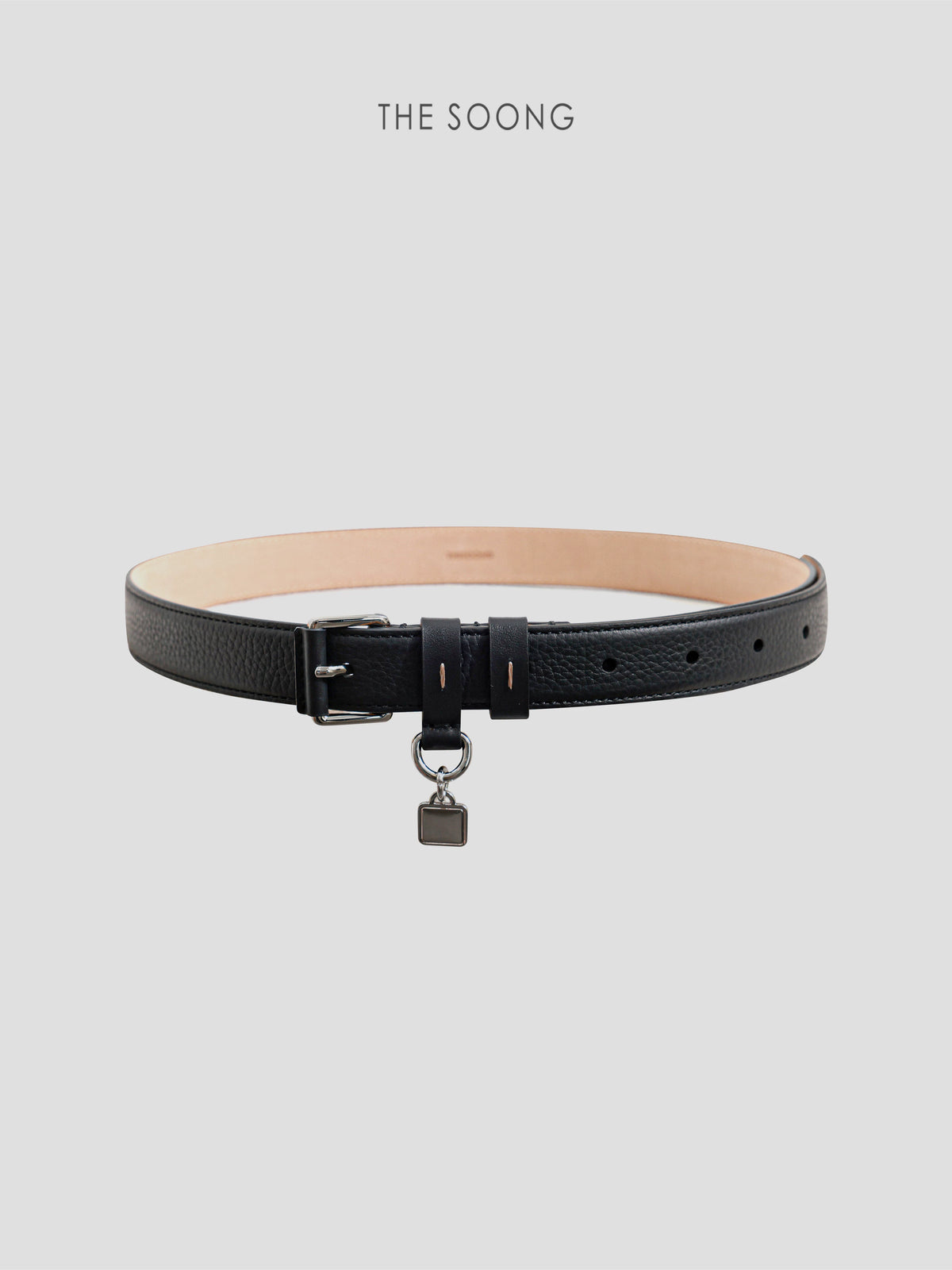 THESOONG/ "Elegant Black Tone" Calf Texture Tree Cream Cowhide Double-Layer Structure Commuter Belt 9303