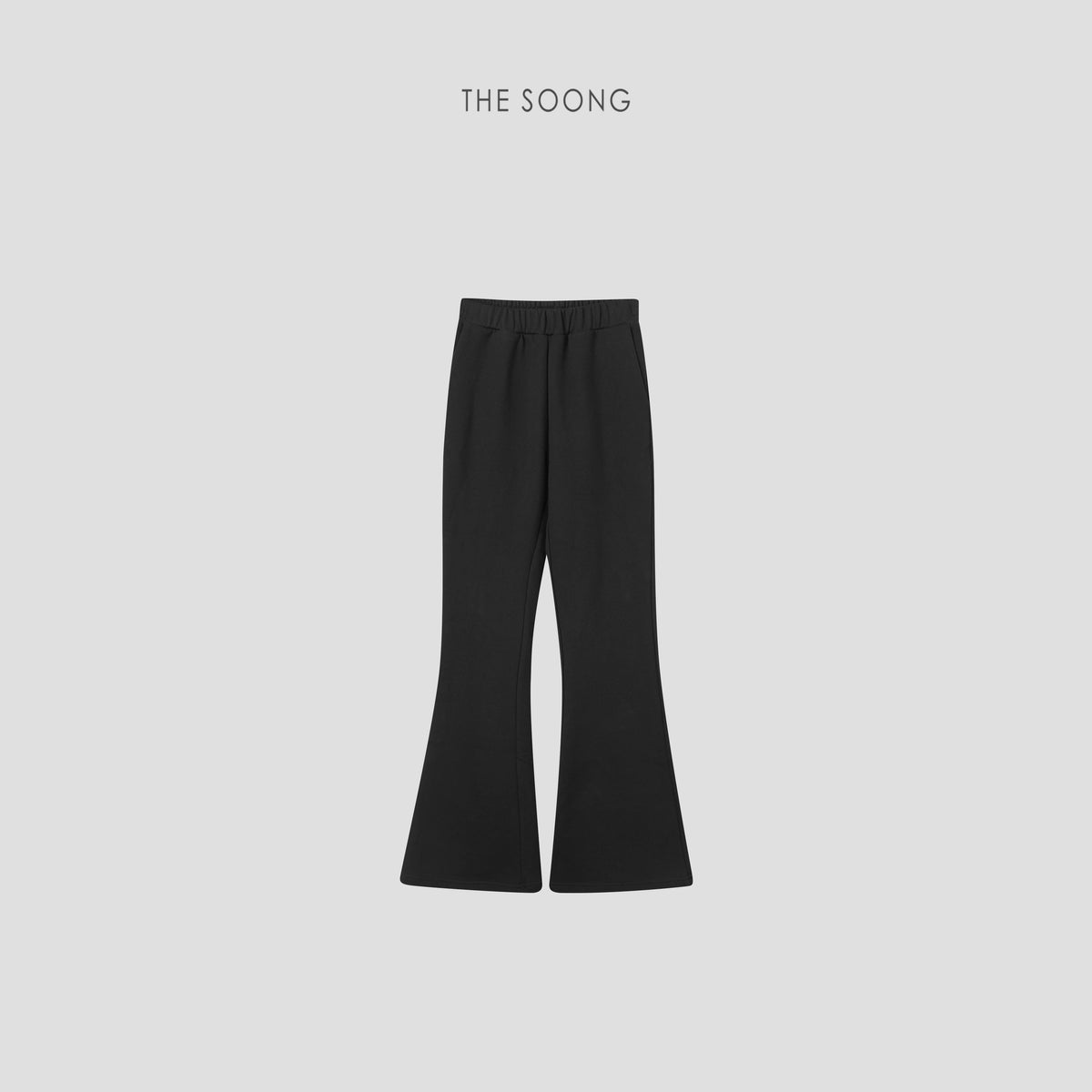 THESOONG/Casual Fashion Double-strand Pure Cotton Elastic Waist Slight Flare Pants Versatile Black Leg-lengthening Casual Pants for Women