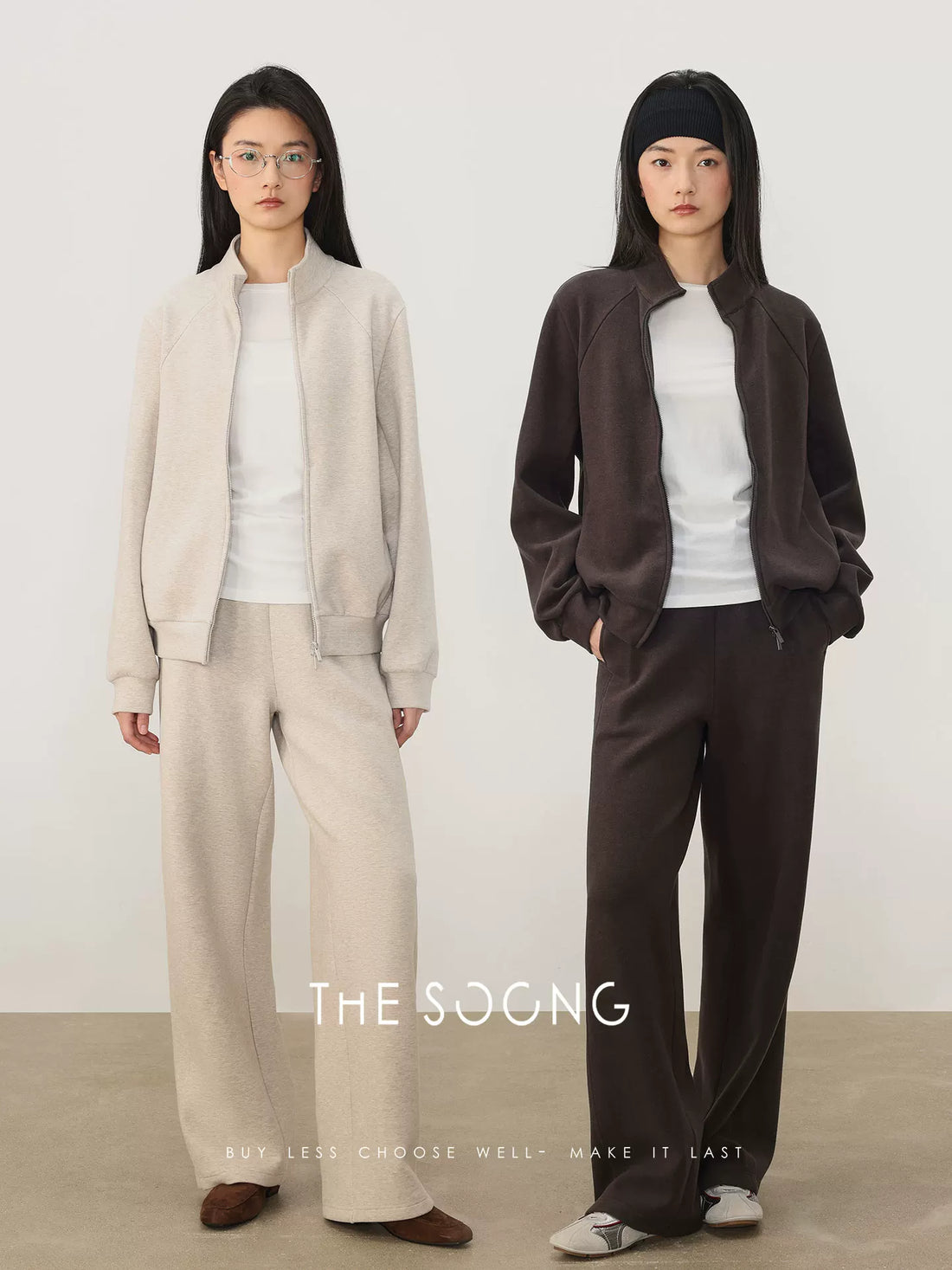 THESOONG/26年早春新品卫衣套装女运动休闲立领外套长裤两件套