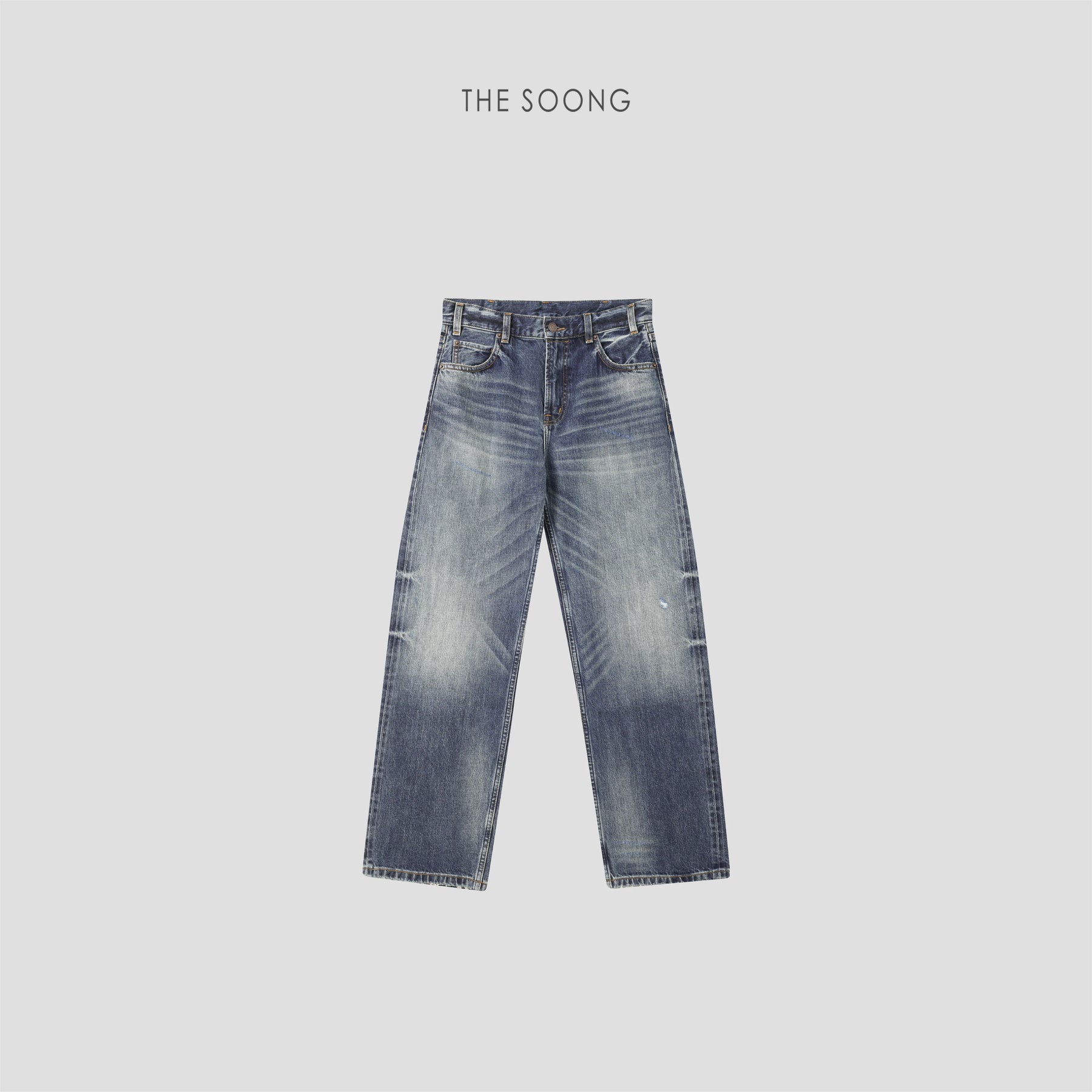 THESOONG/Red Selvedge Denim Autumn Retro Twill Texture Enzyme Wash Softened Mid-Low Waist Straight Jeans for Women