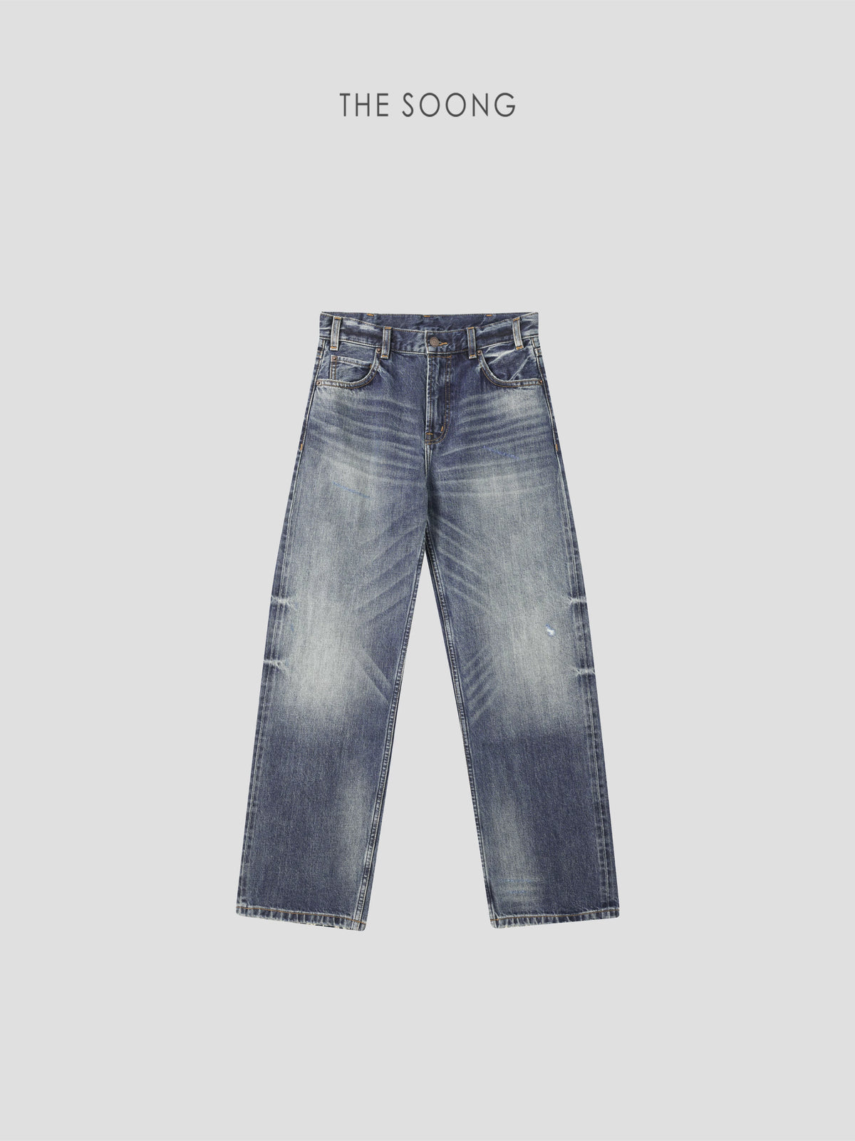 THESOONG/Red Selvedge Denim Autumn Retro Twill Texture Enzyme Wash Softened Mid-Low Waist Straight Jeans for Women