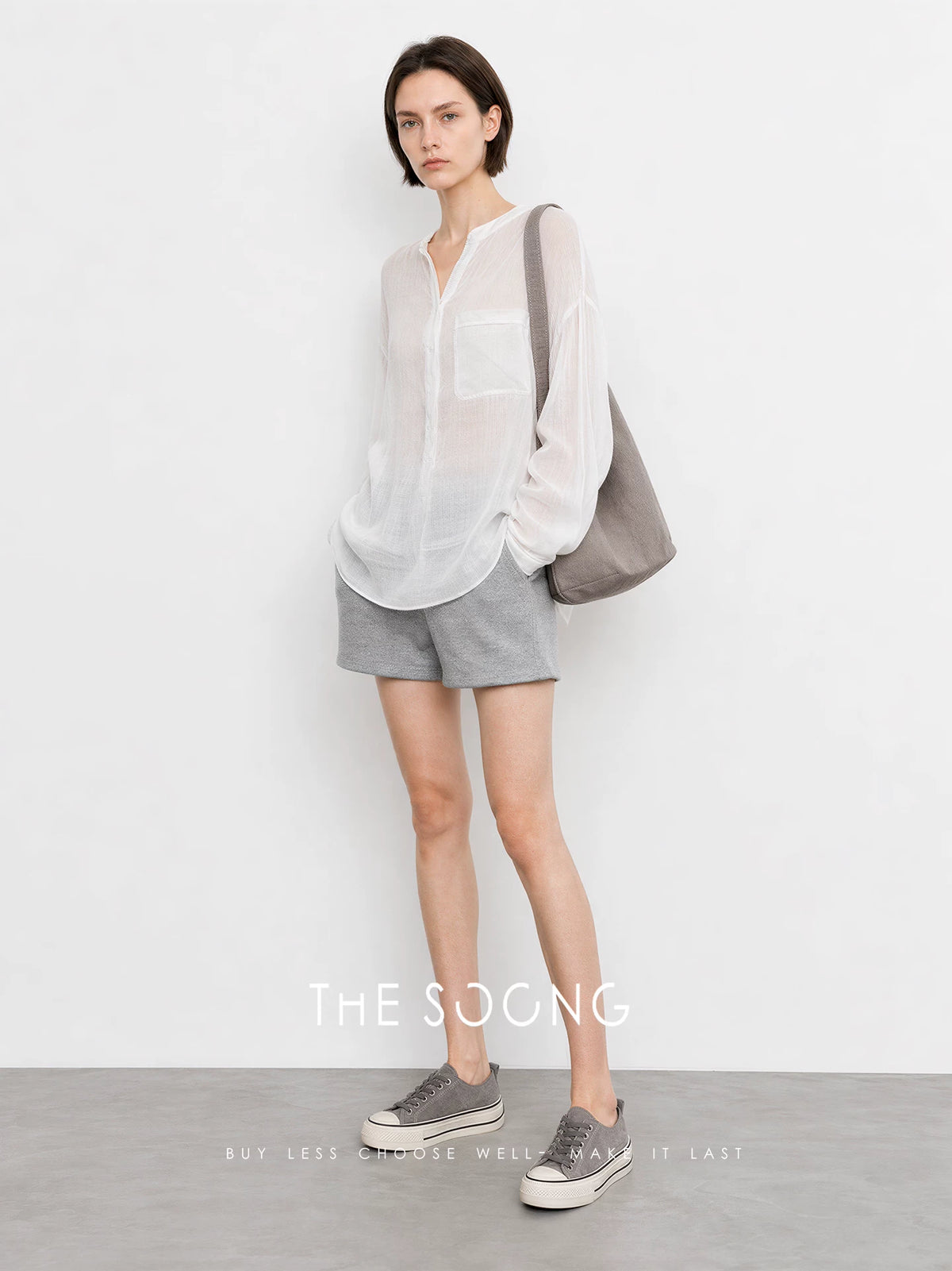 THESOONG / 100% linen shirt for women, summer loose long sleeve, stone-washed soft sun-protection top HWCS9382