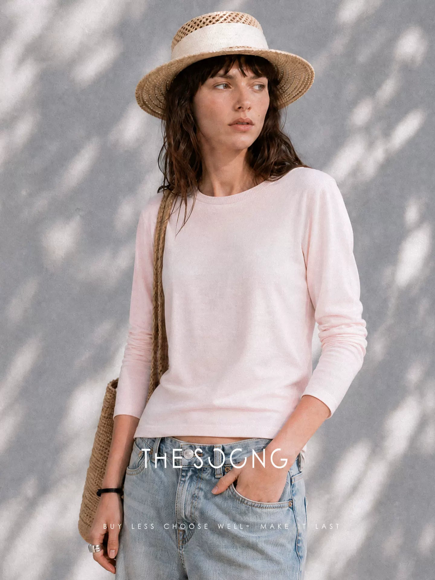 THESOONG/As Thin as Cicada Wings Summer 100% Mulberry Silk Ultra-Light Breathable Round Neck Long Sleeve T-Shirt for Women 8858
