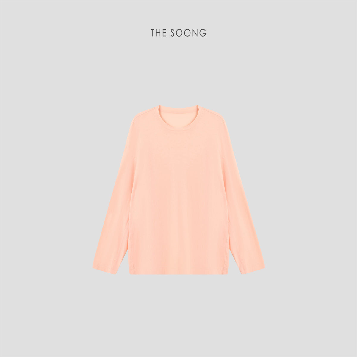 THESOONG/Cocoon T Simple Basic 100% Paper-Feel Cotton Round Neck Loose Solid Long Sleeve T-Shirt for Women 8819