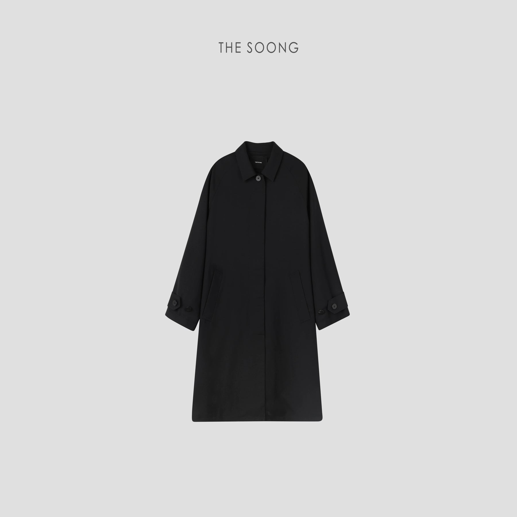 THESOONG/Camden 100% Fine Imitation Wool 285g Comfortable Raglan Light-Reflective Oversized Trench Coat 4868