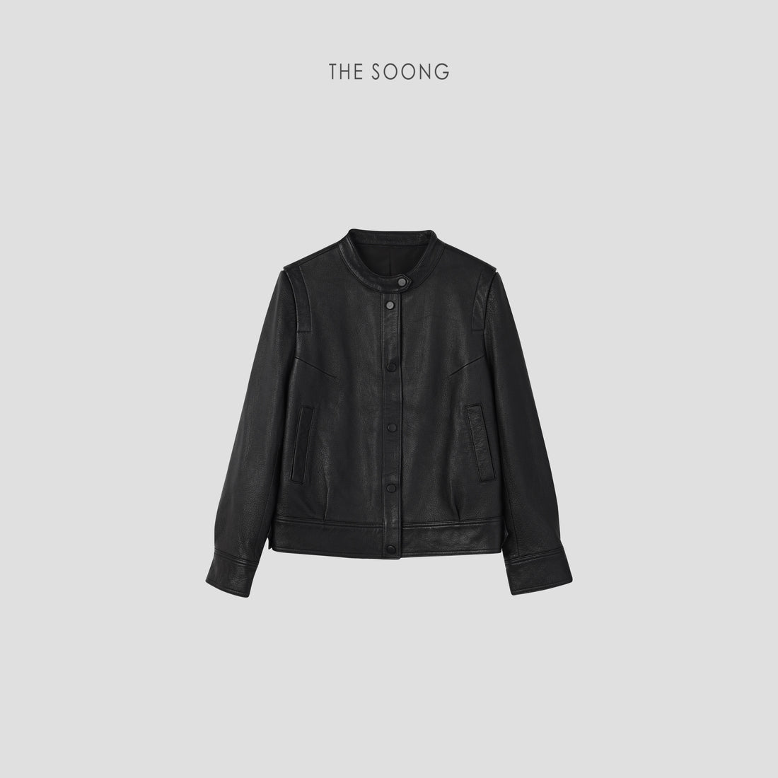 THESOONG/British Style Turkish Goat Leather Black Retro No-Pad Shoulder Fitted Regular Shoulder Leather Jacket