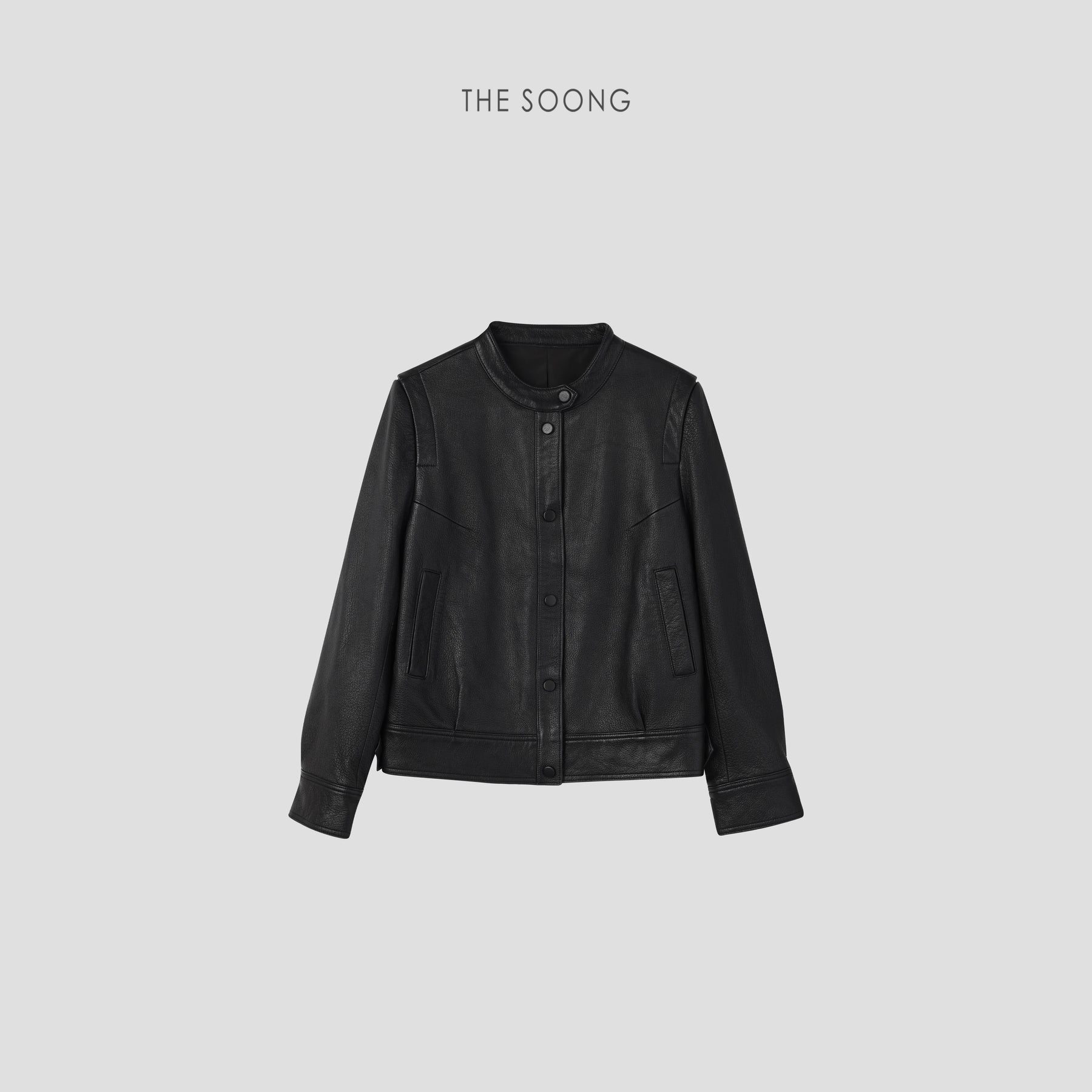 THESOONG/British Style Turkish Goat Leather Black Retro No-Pad Shoulder Fitted Regular Shoulder Leather Jacket