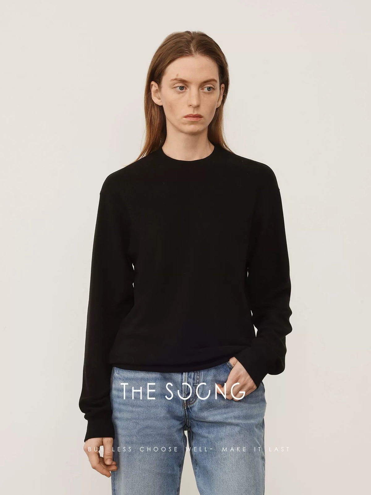 THESOONG/Autumn/Winter New Minimalist Style Tencel Wool Blend Round Neck Casual Pullover Sweatshirt for Women 8245