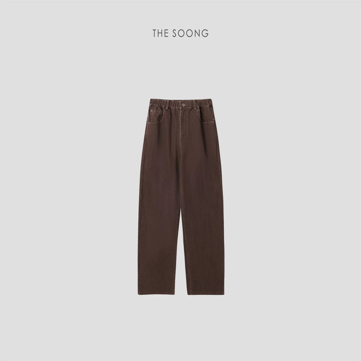 THESOONG/Spring new high-density twill jeans retro loose wide-leg straight long pants for women 7559