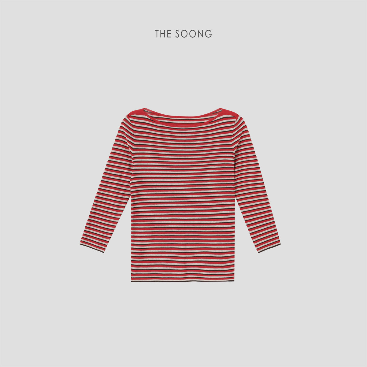THESOONG/Xiwen Selected Acetate Long-Staple Cotton High-Count Blend, Lightweight Boat Neck Striped Sweater for Women 9103