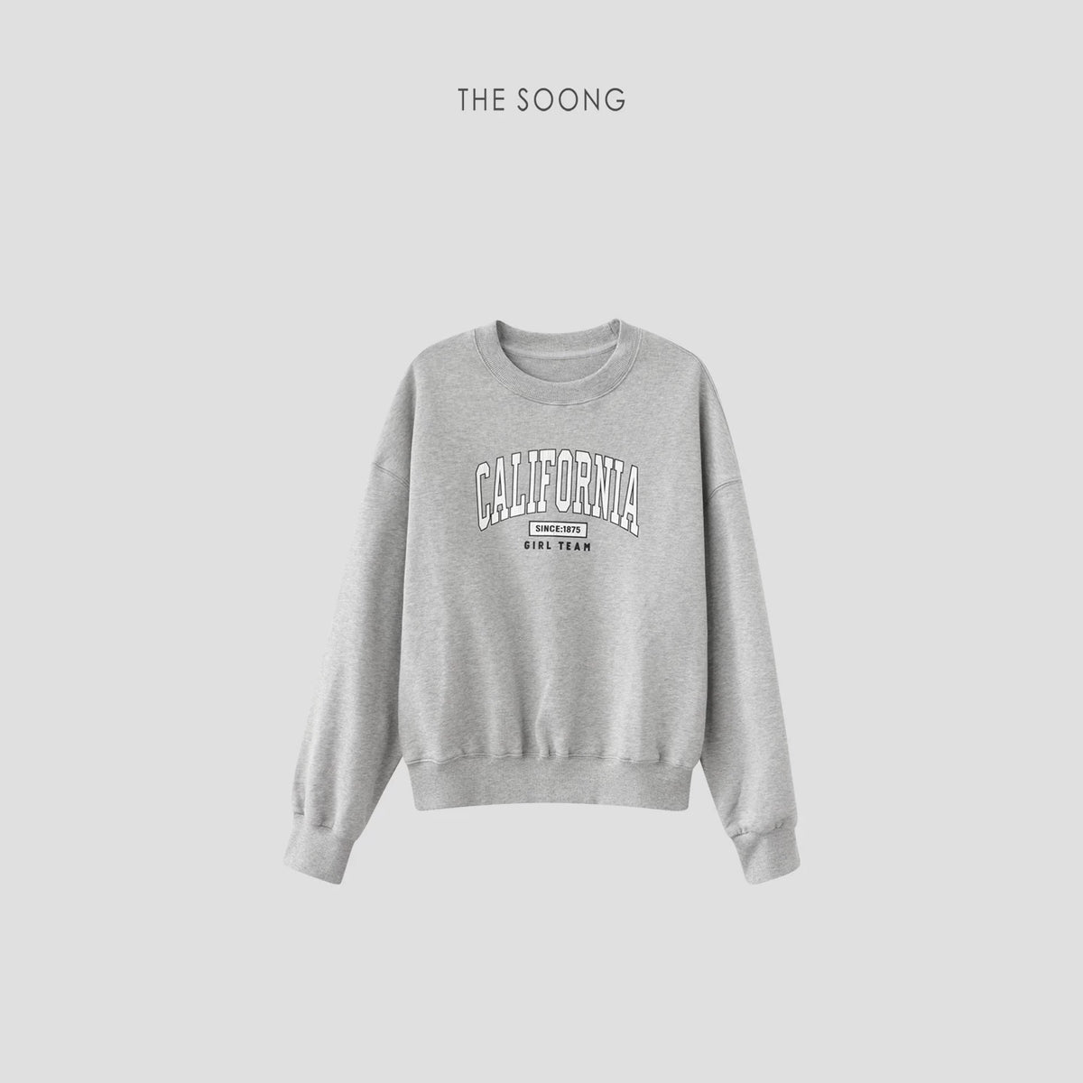 THESOONG/California Sweatshirt Classic 100% Pure Cotton Skin-Feel Loose Letter Print Crewneck Sweatshirt 7597