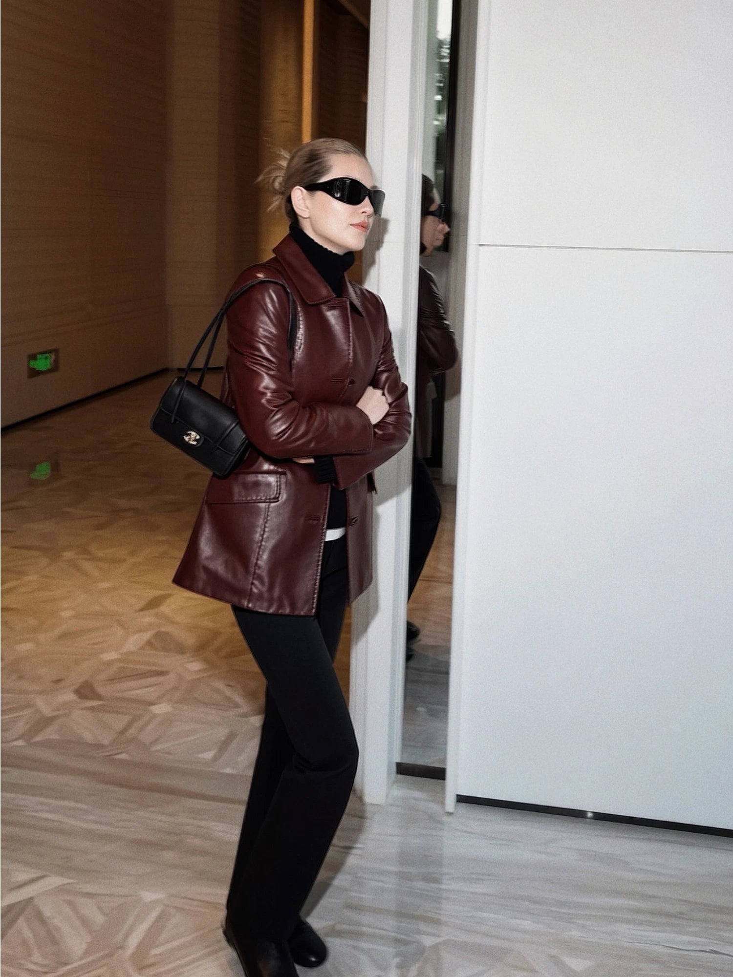 THESOONG/Glowing Vintage New Zealand Sheepskin Handmade High-end Retro Small Lapel Leather Jacket for Women