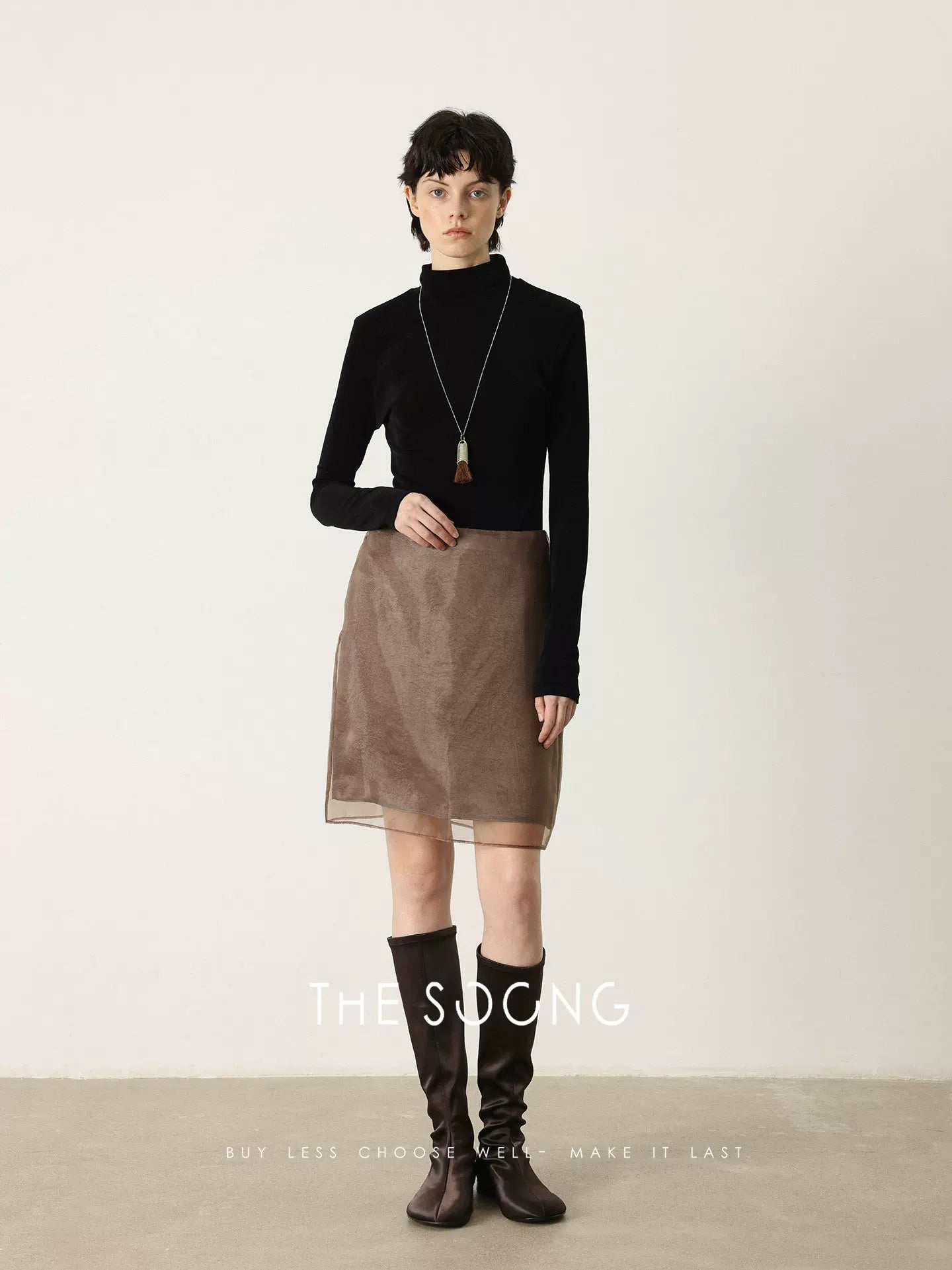 【Clearance 3】Early autumn straight elegant half skirt for women spliced version showing figure popular H-shaped mid-waist HBQZ6930
