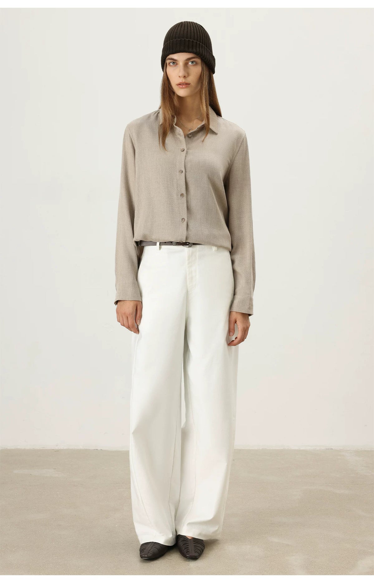 [Clearance 3] Tencel Lyocell Wool Lapel Shirt for Women, Thin Long Sleeve Loose Minimalist Shirt 7576