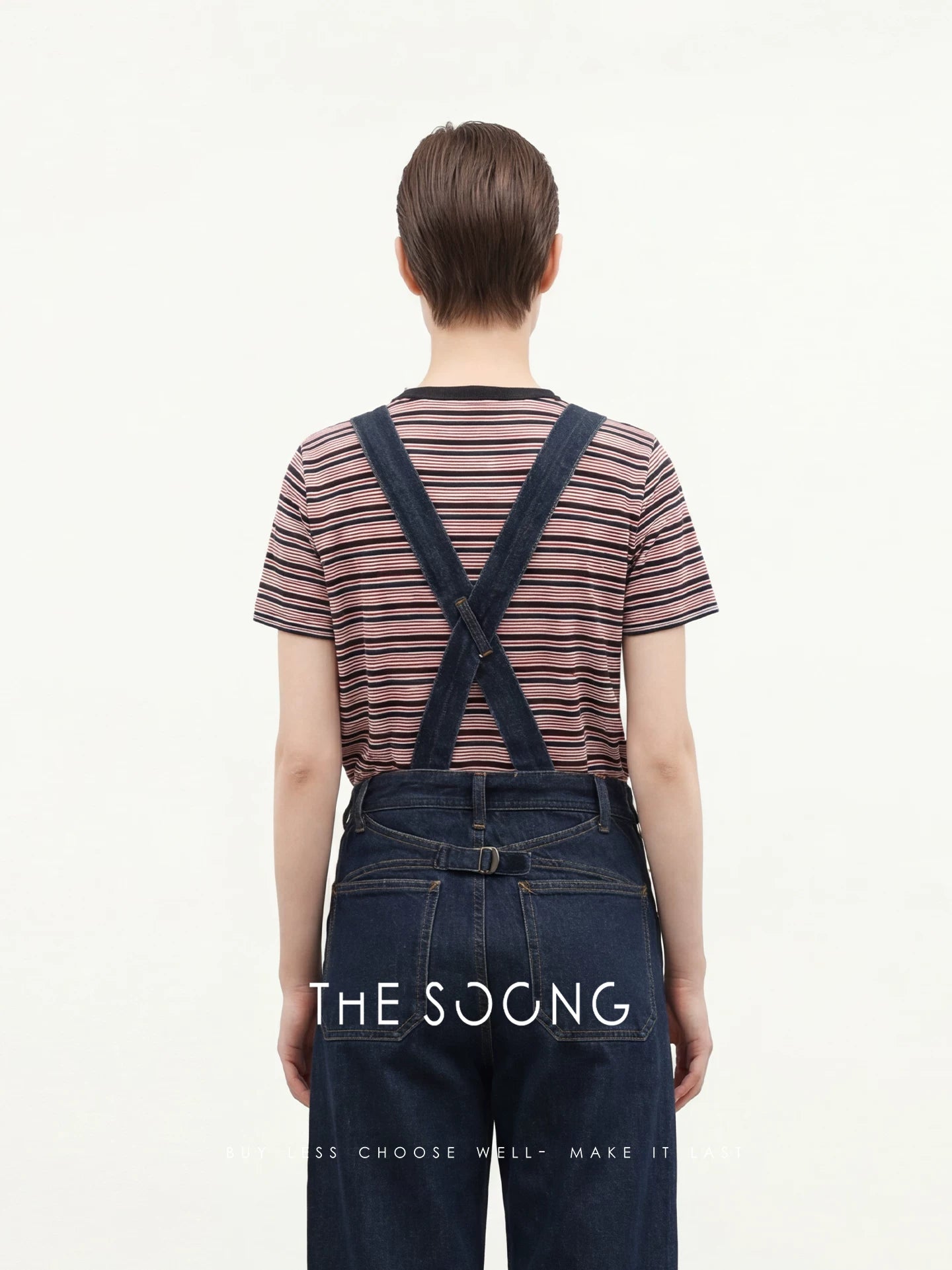 THESOONG/Comfortable Feel Fine Stripe Knit Round Neck Short Sleeve T-Shirt, High Elastic Wrinkle-Resistant Top, Women 8881