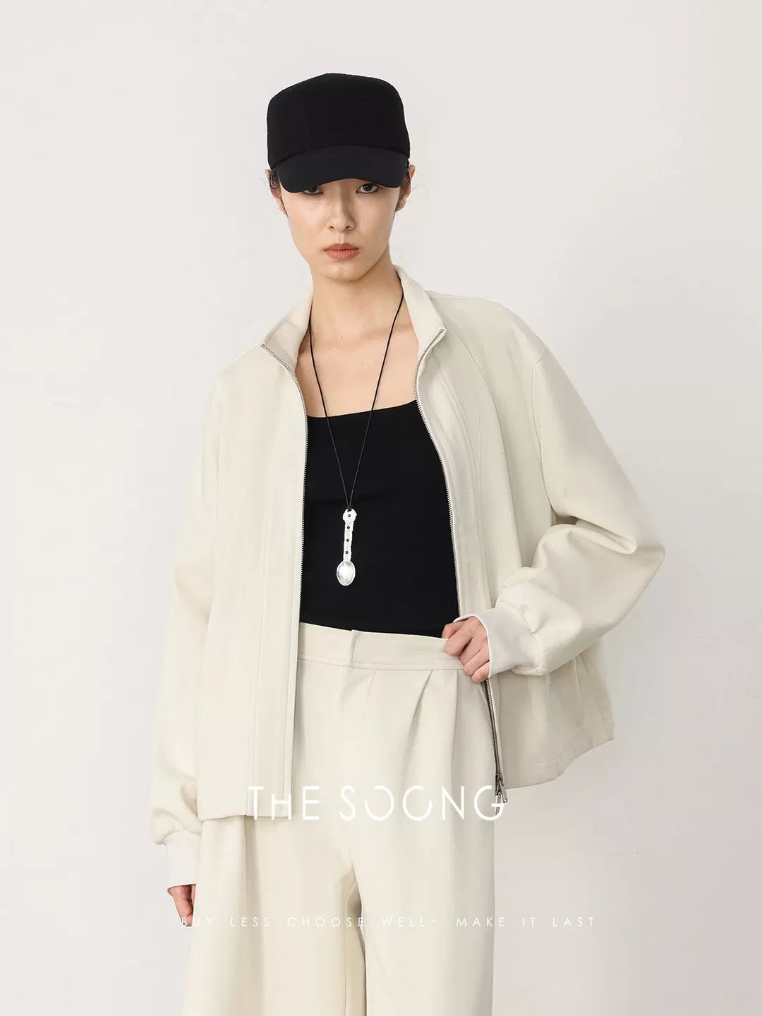 THESOONG / Stiff and Non-Collapsing Double-Weave Raglan Sleeve Shaped Casual Sweatshirt Set 8190/8113