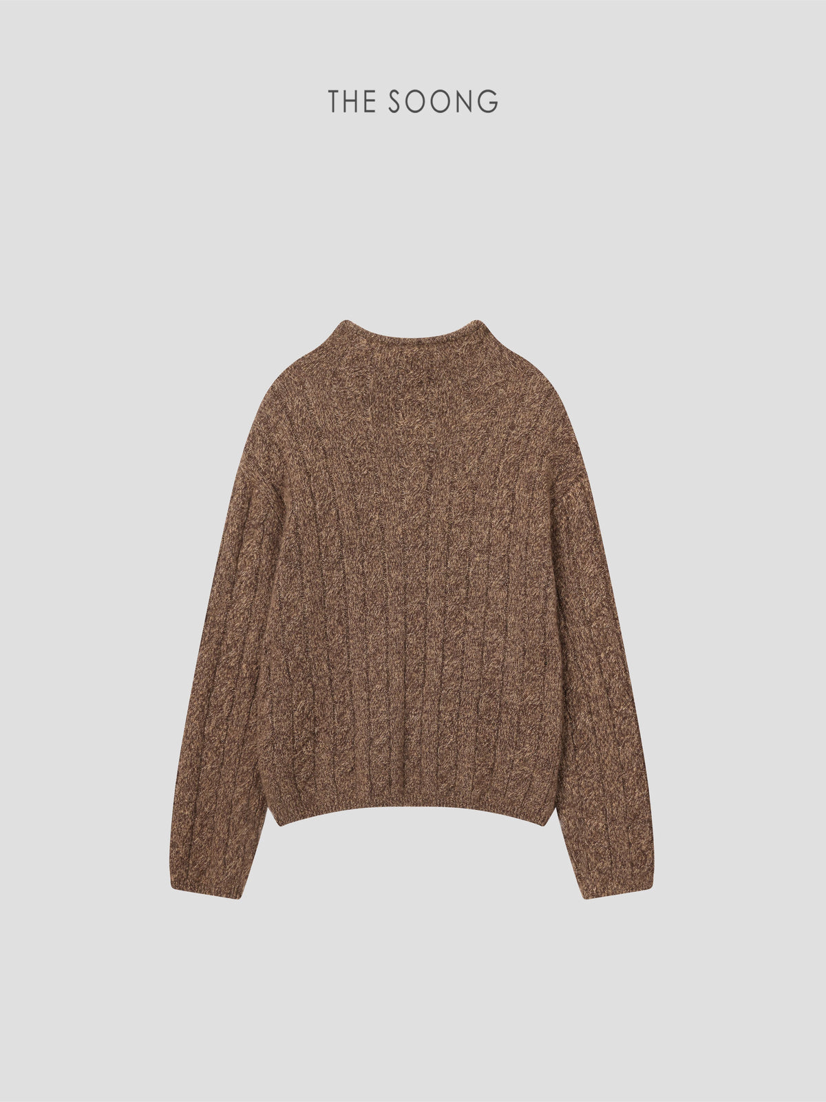 THESOONG/Hot Chestnut vintage cashmere mulberry silk blend high-count gauze half-high neck sweater for women 9559