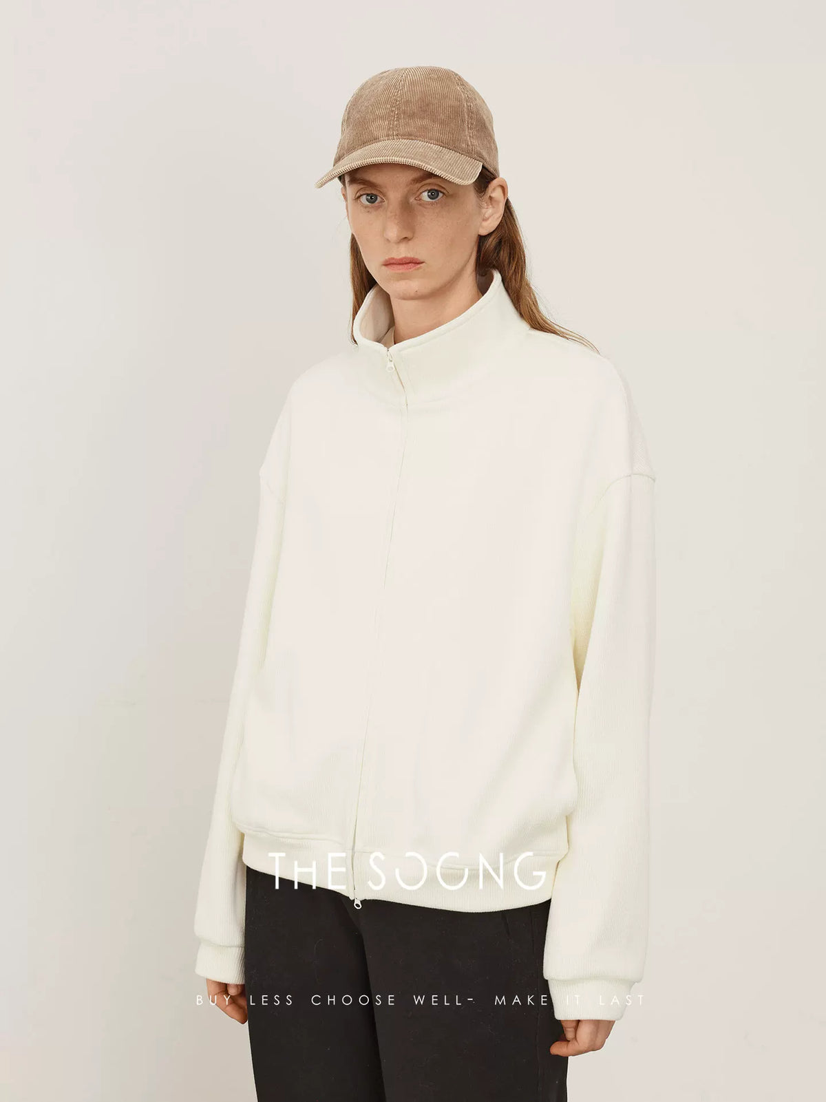 THESOONG/Minimalist Moment Autumn Winter New Classic Soft Yuanbao Knit Integrated Fleece Stand Collar Jacket 8036
