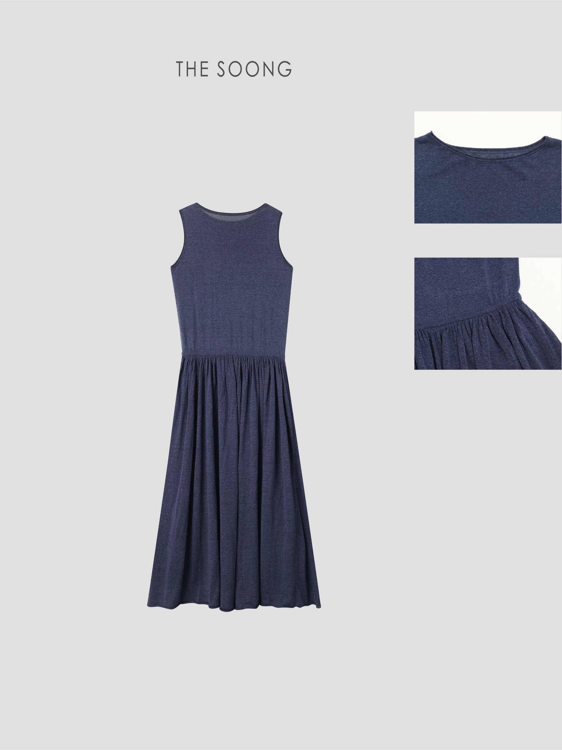 THESOONG / Quiet Luxury Intellectual Style High-Count Glossy Silk Linen Long Draped Dress 8489