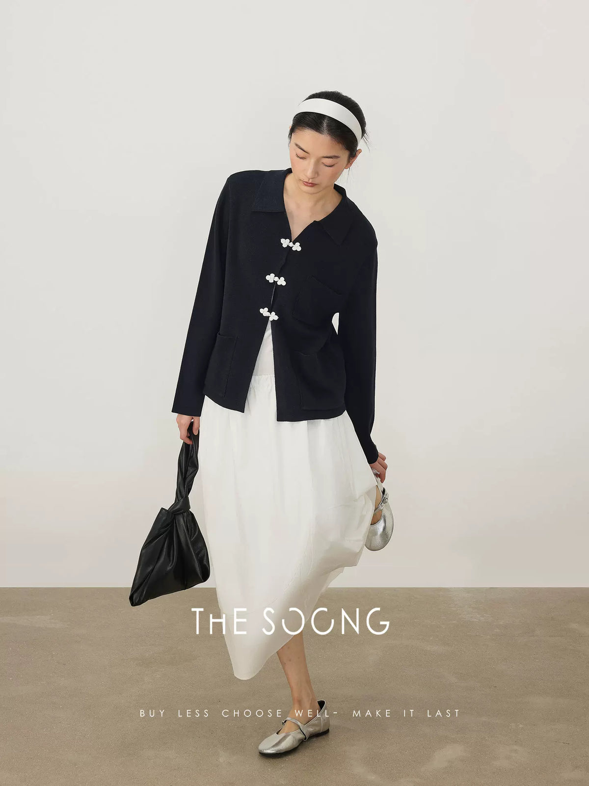 THESOONG / Spring Lyocell Linen Knit Top Women's Turn-down Collar Cardigan Outerwear Petite 8492